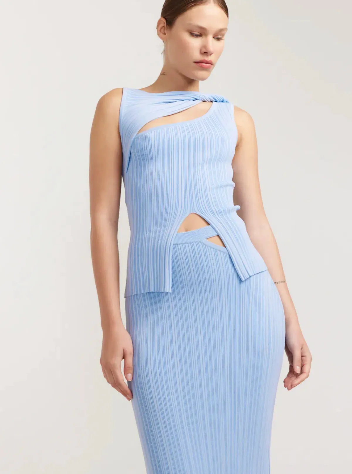 Henne Romee Knit Top & Skirt Set Blue Size 12 - Image 2