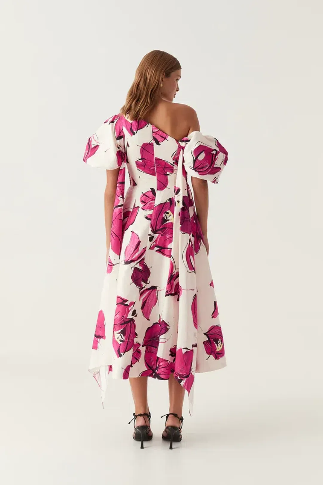 Aje Arista Tulip Sleeve Midi Dress Falling Florals Size 10 for rent on The Volte - main image