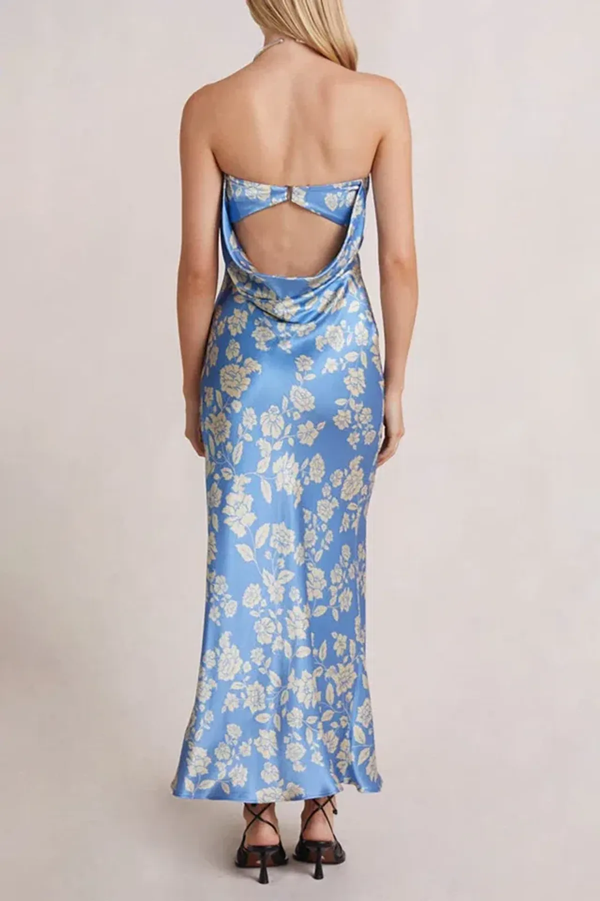 Bec & Bridge Blossom Strapless Maxi Dress in Blue Floral Size 6 - Image 3