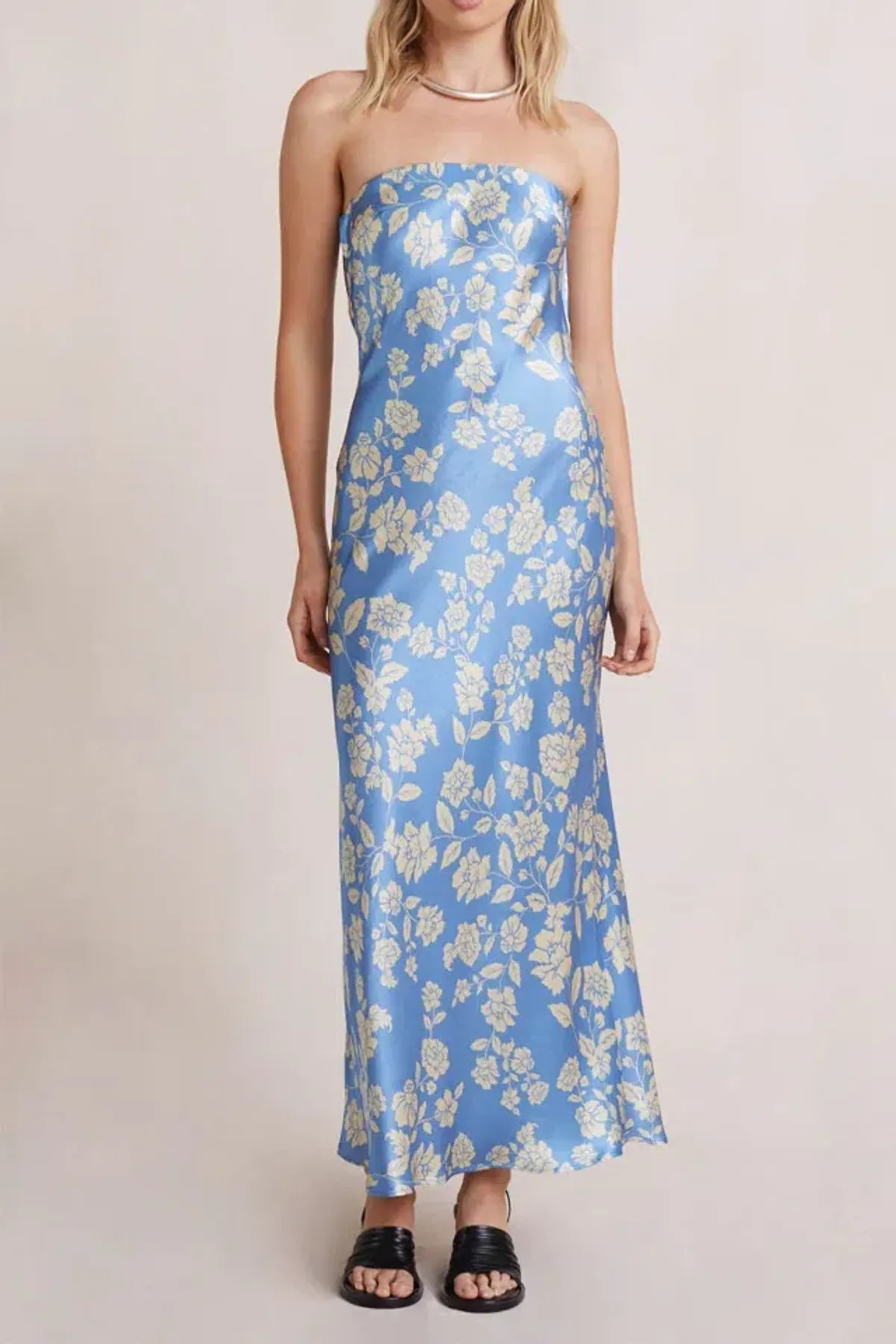 Bec & Bridge Blossom Strapless Maxi Dress in Blue Floral Size 6 - Image 2