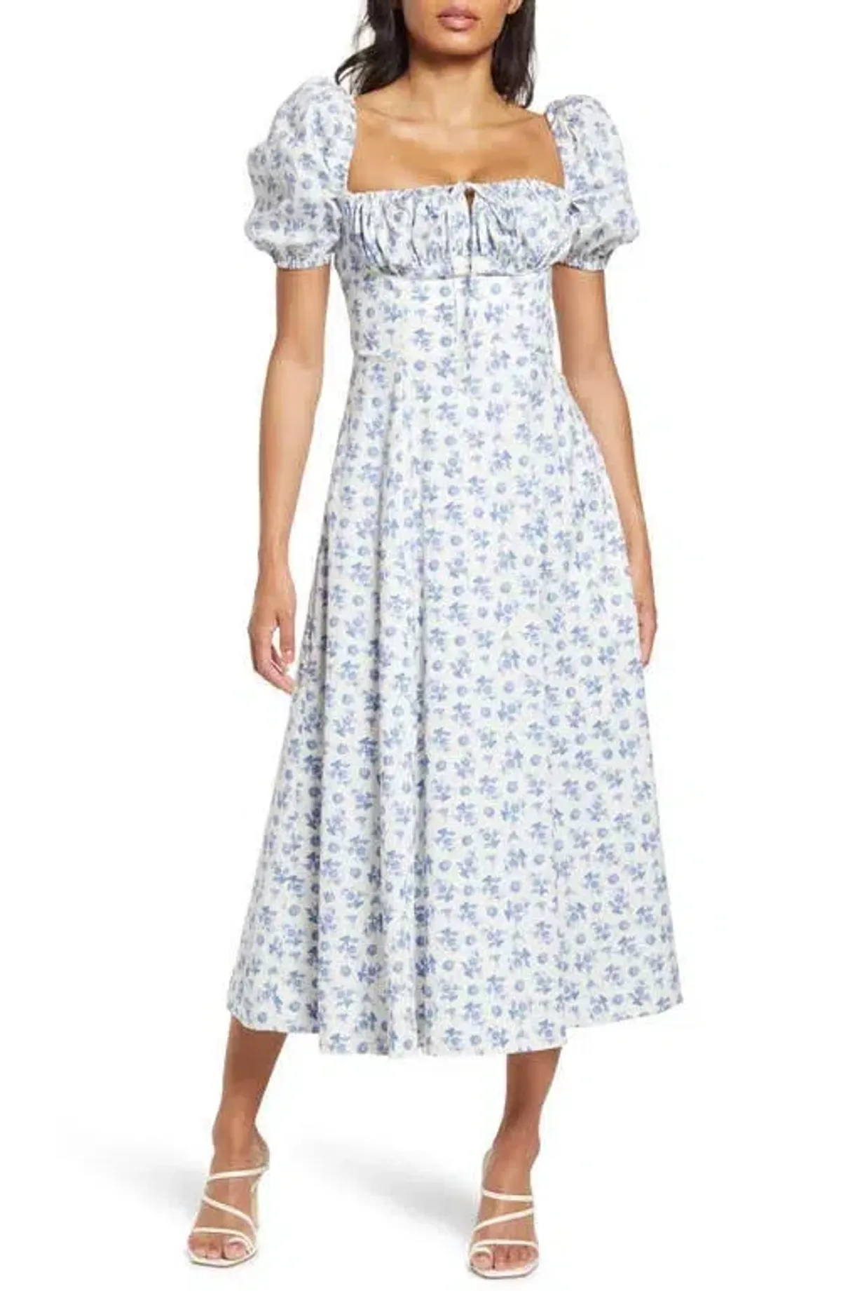 House of CB Tallulah Midi Dress Blue White Floral Size XS / AU 6 - Image 4