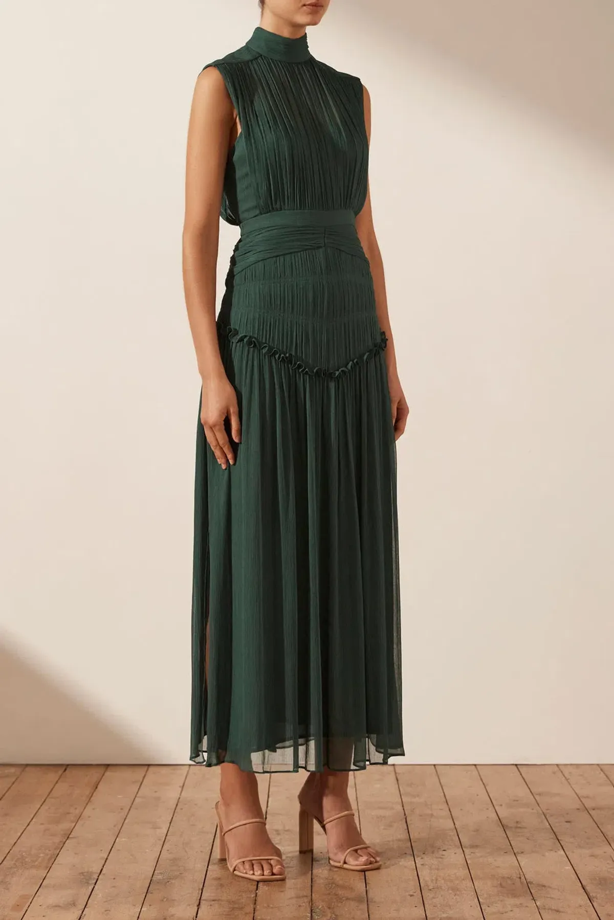 Shona Joy Leonie High Neck Midi Dress Green Size 12 - Image 2