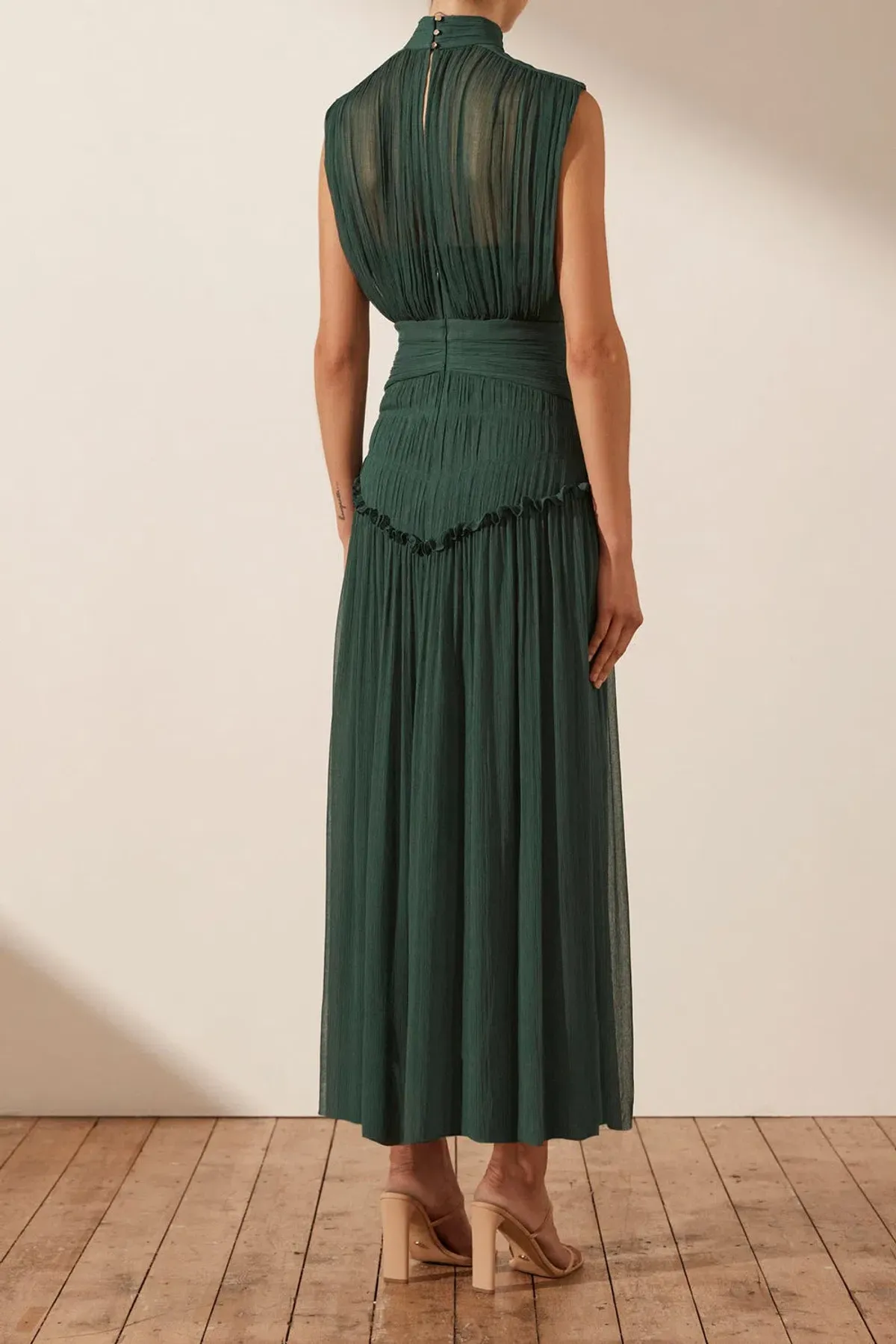 Shona Joy Leonie High Neck Midi Dress Green Size 12 - Image 3