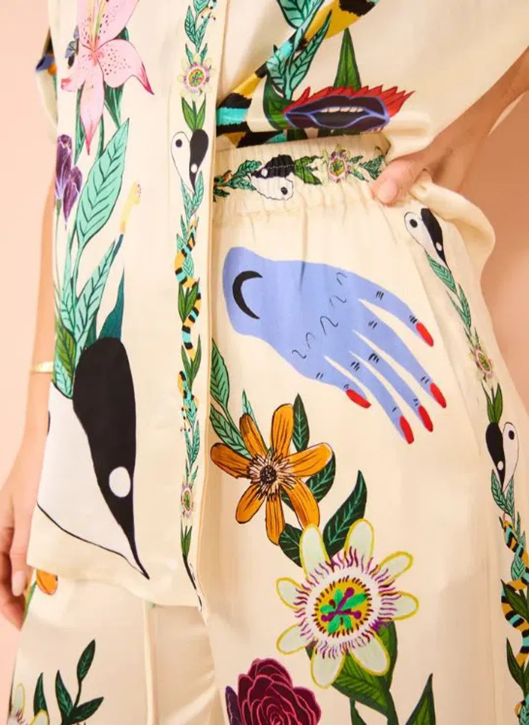 Alemais Meagan Silk Pant and Shirt Set Multi Print Size 14 for rent on The Volte - main image