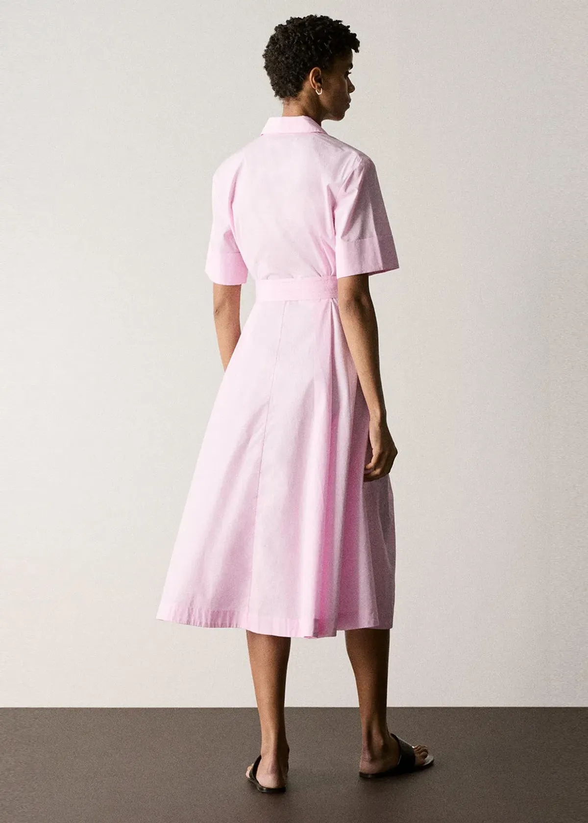 Trenery Cotton Poplin Shirt Dress Carnation Pink Size 8 - Image 3