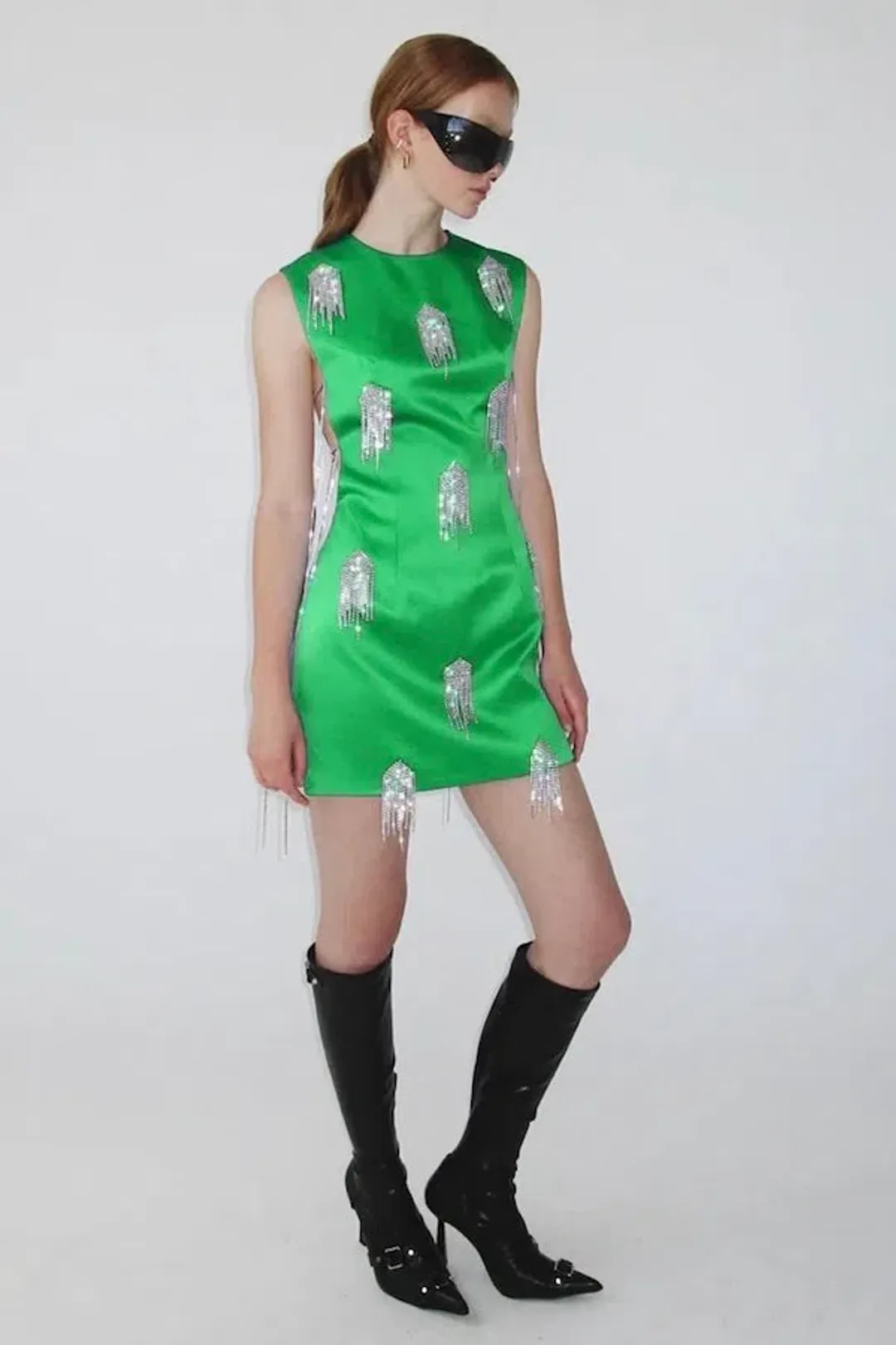 Kourh Onirique Crystal Mini Dress Green Size 12 for rent on The Volte - main image