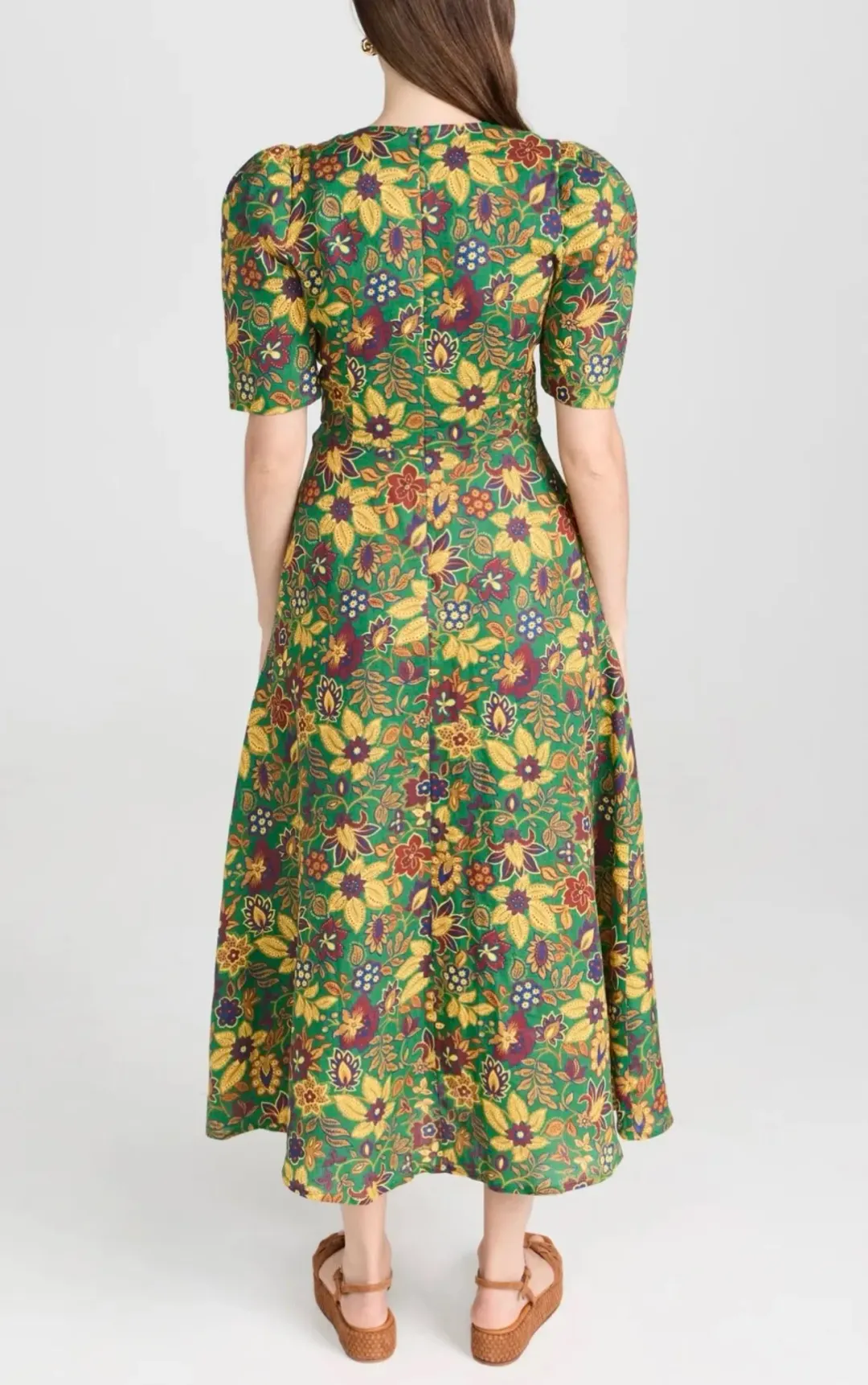 Alemais Isabella V Floral Midi Dress Green Size 8  for rent on The Volte - main image