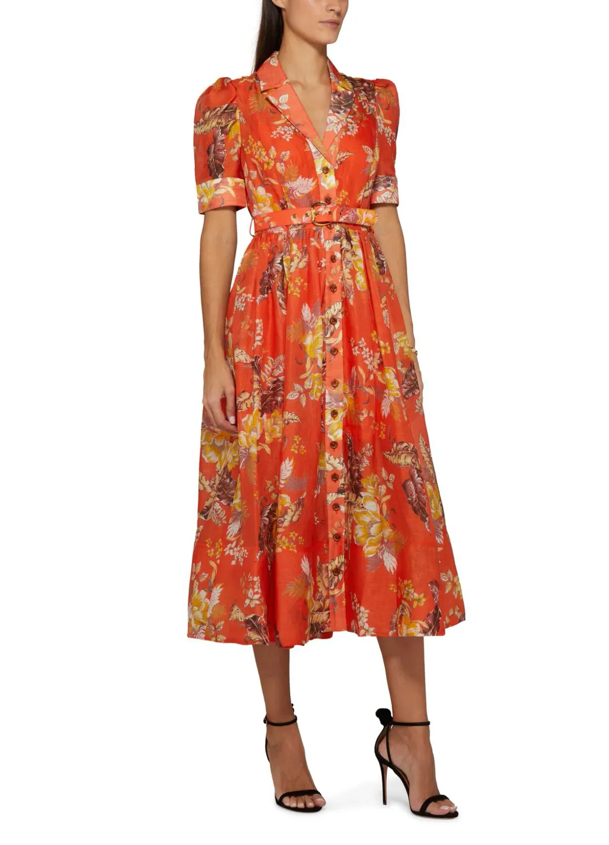 Zimmermann Matchmaker Midi Shirt Dress Red Tropical Floral Size 2 / AU 12 - Image 1