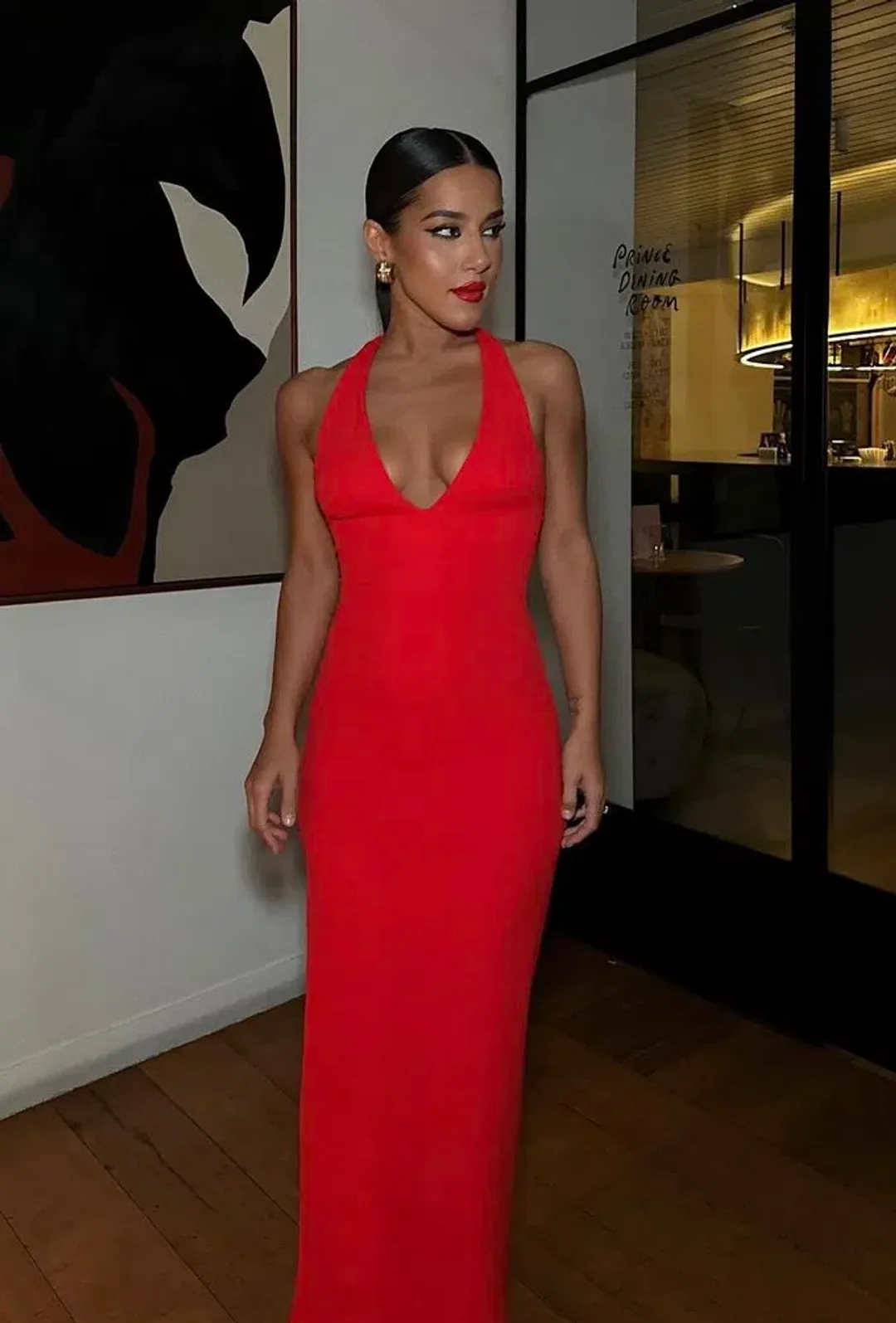 Effie Kats Eiza Gown in Cherry Red Size 6 for rent on The Volte - main image