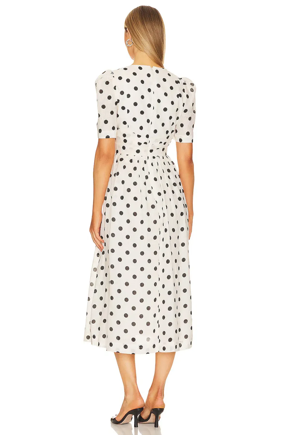 Zimmermann V Neck Midi Dress Cream/Black Dot Size 2 / AU 12 - Image 2