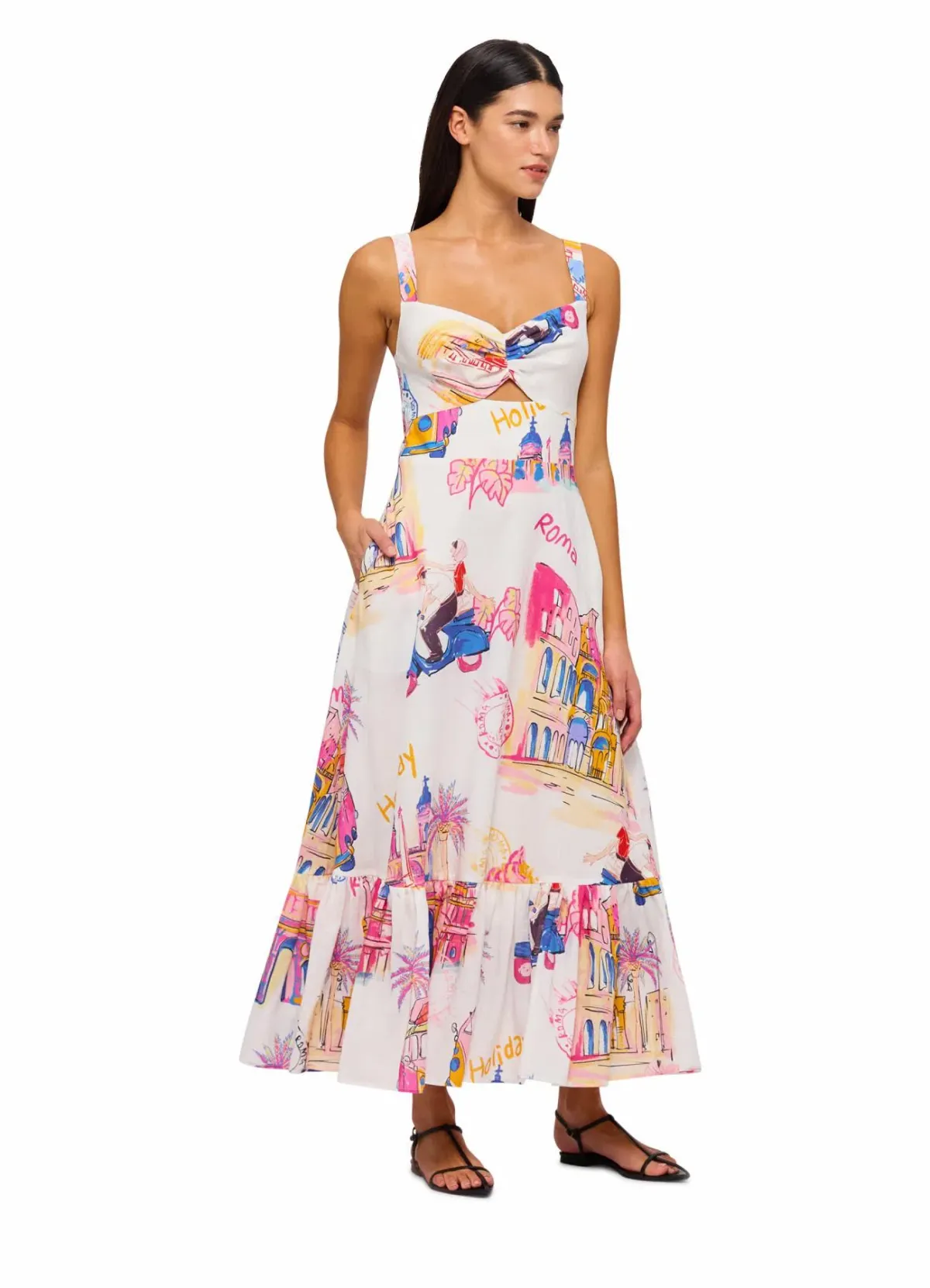 Leo Lin Lexi Ruched Bust Midi Dress in Fiesta Print Size 12 - Image 1