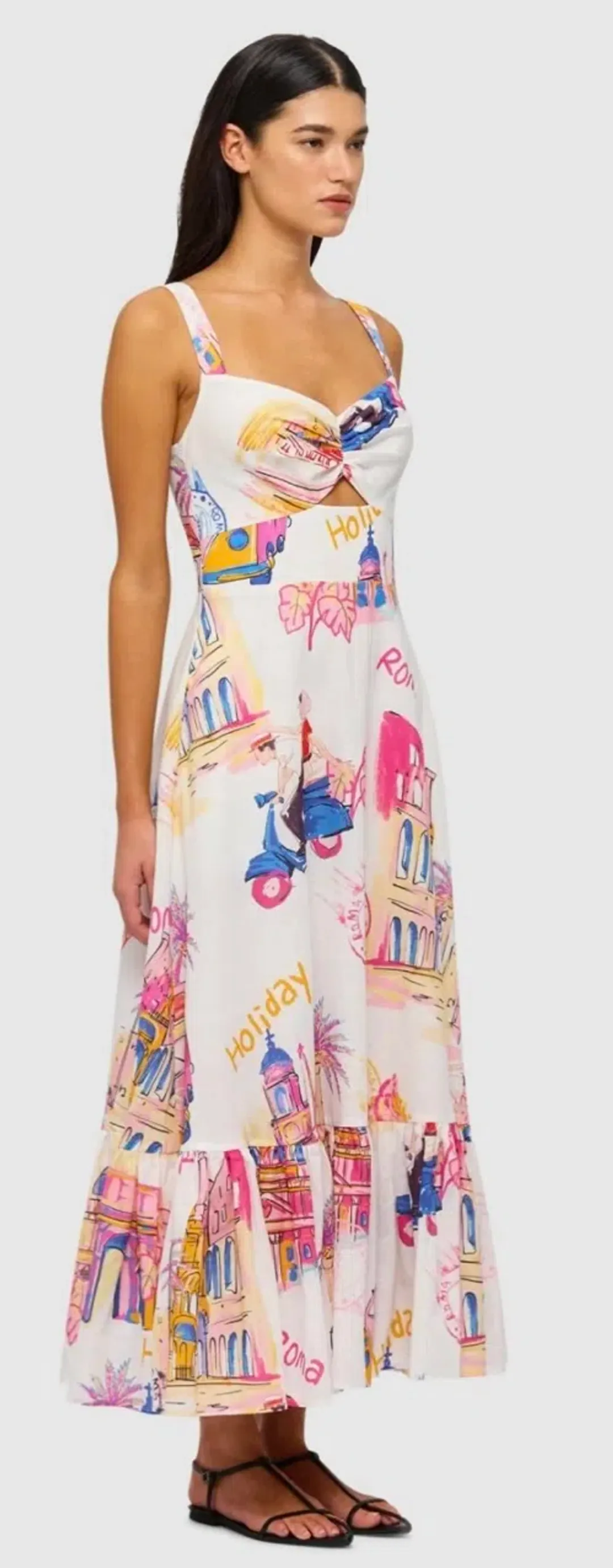 Leo Lin Lexi Ruched Bust Midi Dress in Fiesta Print Size 12 for rent on The Volte - main image