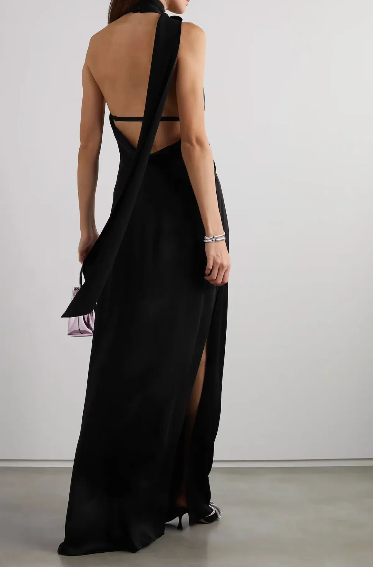 Jonathan Simkhai Vittoria Draped Satin Maxi Dress Black Size 6 - Image 2