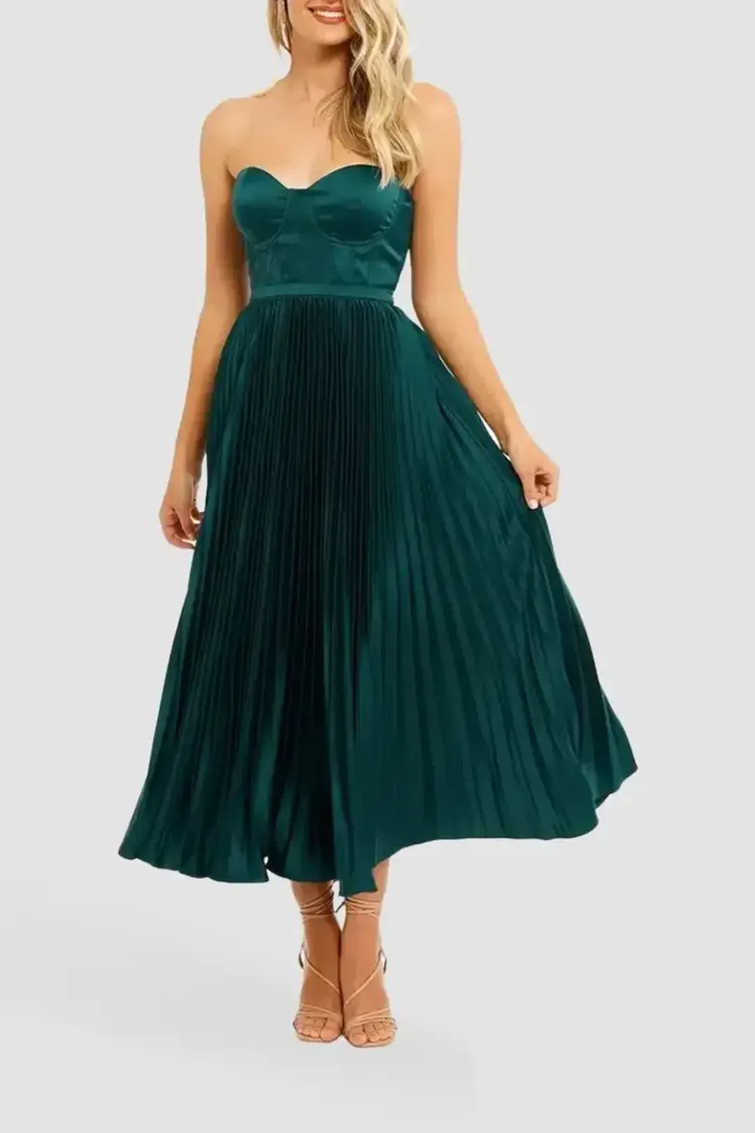 Elle Zeitoune Milan Midi Dress in Emerald Green Size 12 for rent on The Volte - main image