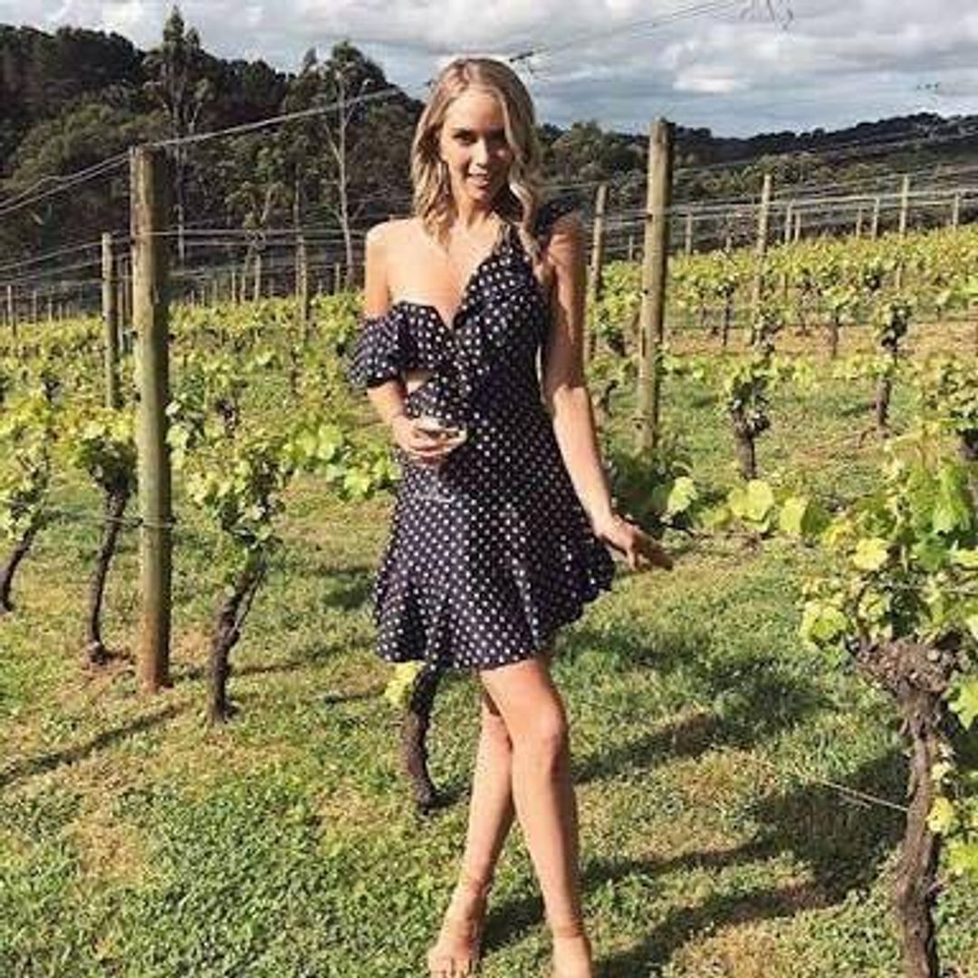 Zimmermann Rife Flounce Mini Dress Navy/Mustard Print Size 0 / AU 8 for rent on The Volte - main image