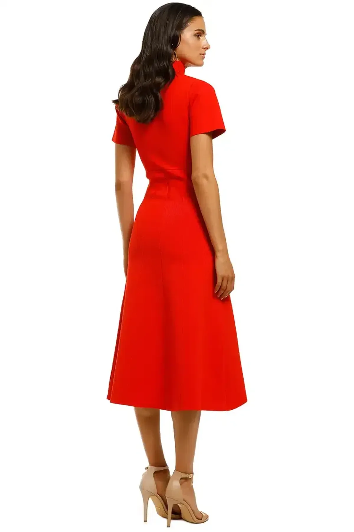 Ginger and Smart Valour Knit Midi Dress in Geranium Red Size 10 - Image 3