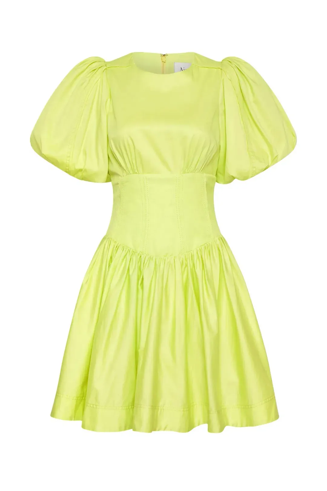 Aje Gianna Puff Sleeve Mini Dress in Light Lemon - Size 8 for rent on The Volte - main image