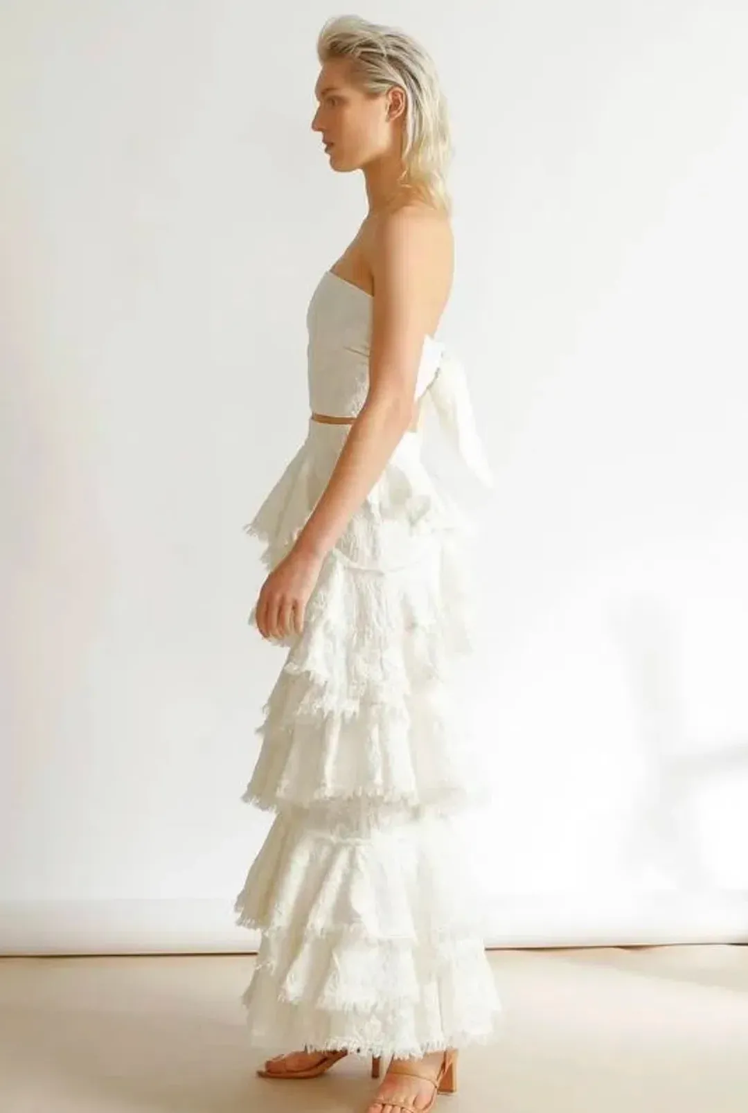 Ixiah the Label Carmellia Bandeau and Skirt Set Ivory Size 8 for rent on The Volte - main image