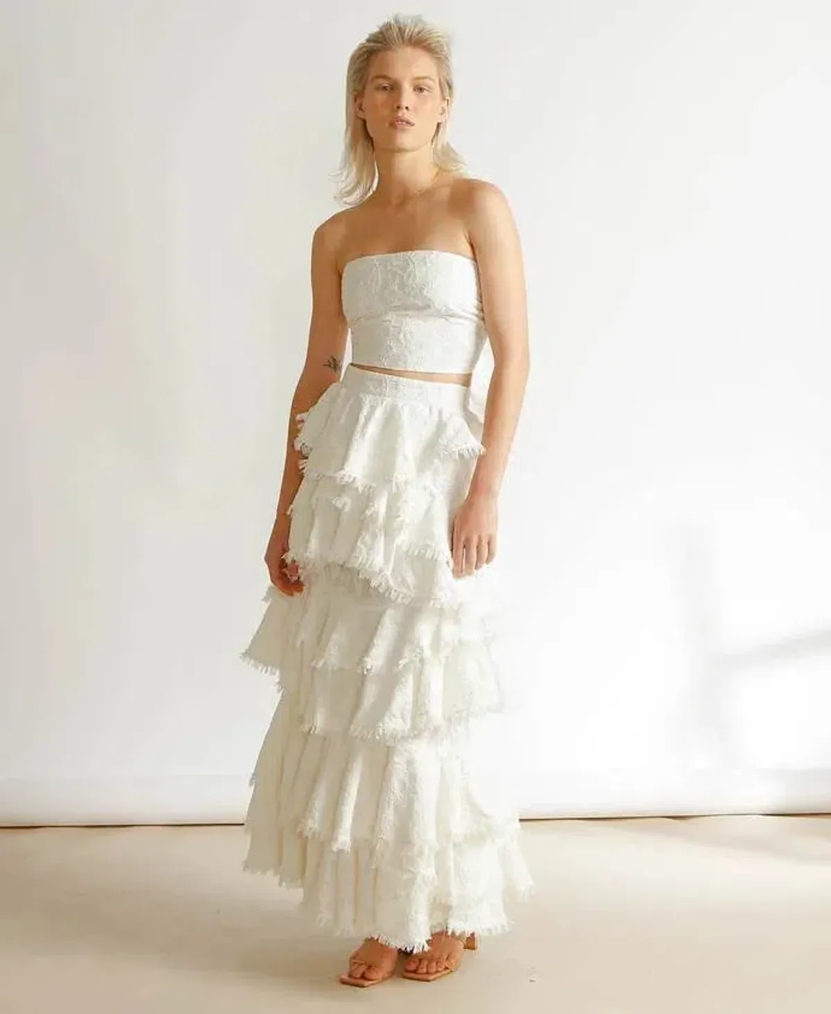 Ixiah the Label Carmellia Bandeau and Skirt Set Ivory Size 8 - Image 1