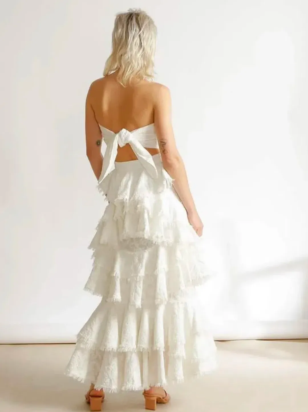 Ixiah the Label Carmellia Bandeau and Skirt Set Ivory Size 8 for rent on The Volte - main image