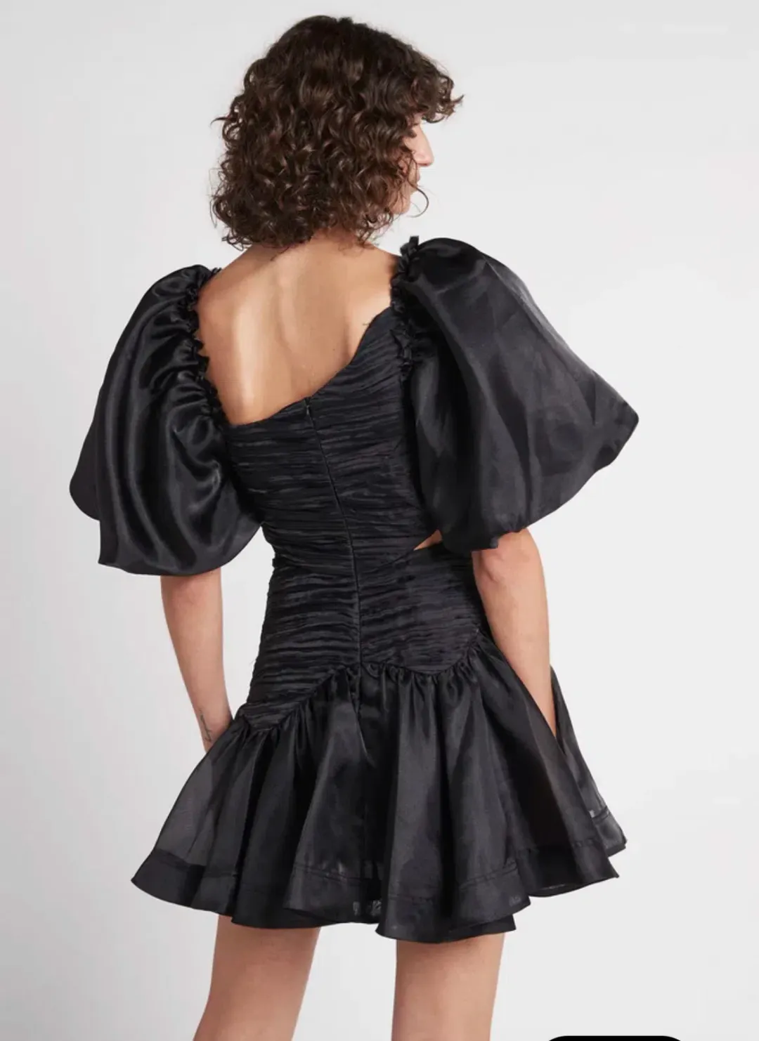 Aje Joan Puff Sleeve Mini Dress in Black - Size 8 for rent on The Volte - main image