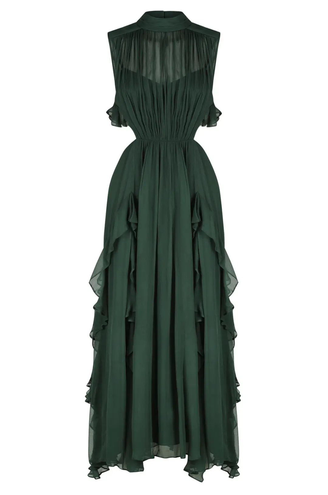 Shona Joy Leonie Backless Frill Maxi Dress Rosemary Green Size 6 for rent on The Volte - main image