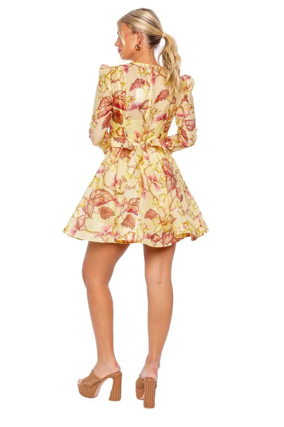 Zimmermann The Matchmaker Floral Mini Dress in Yellow Hibiscus Size 1/Au 10  for rent on The Volte - main image