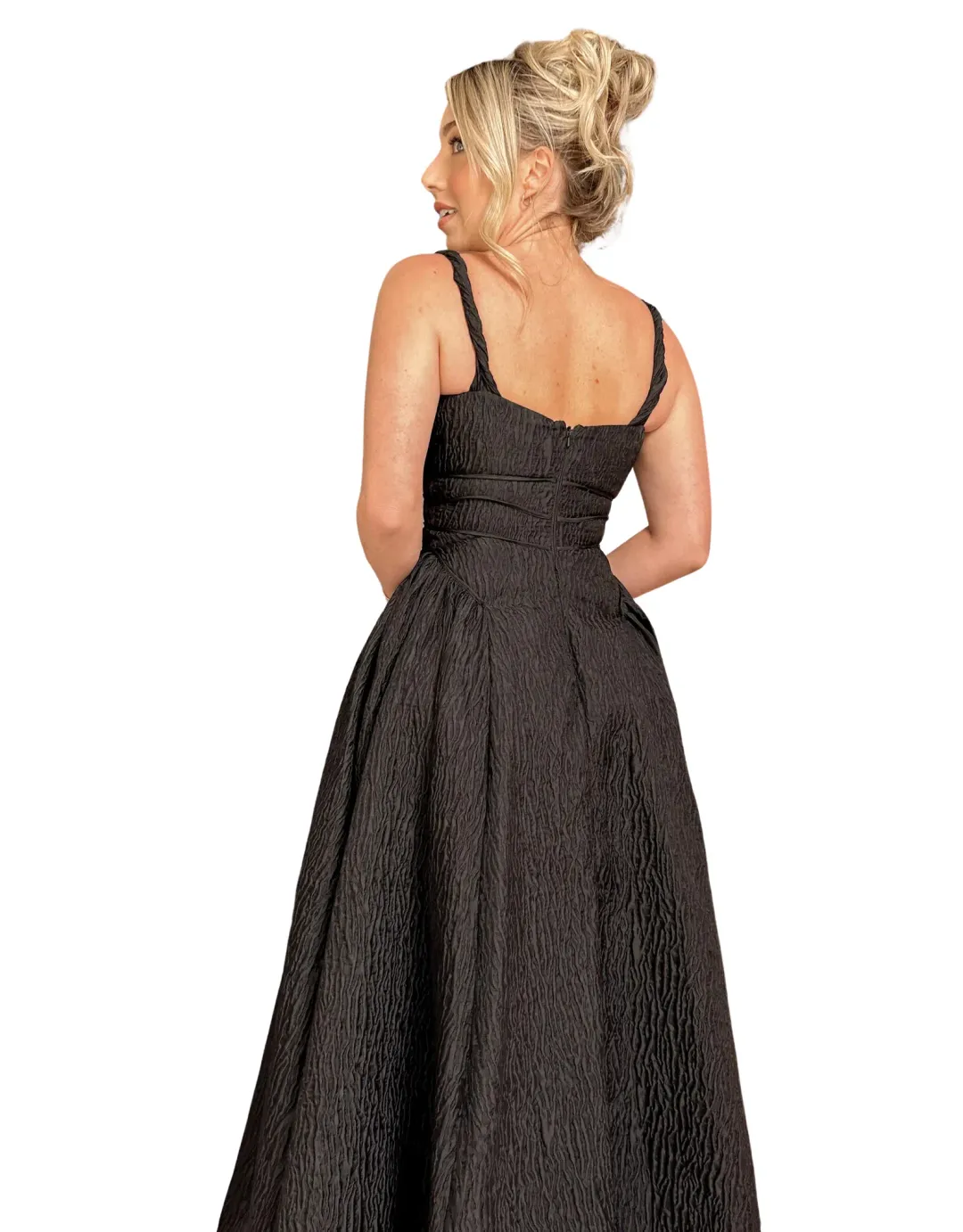 Rachel Gilbert Sophy Strap Midi Dress in Black Size 3 / Au 12 for rent on The Volte - main image