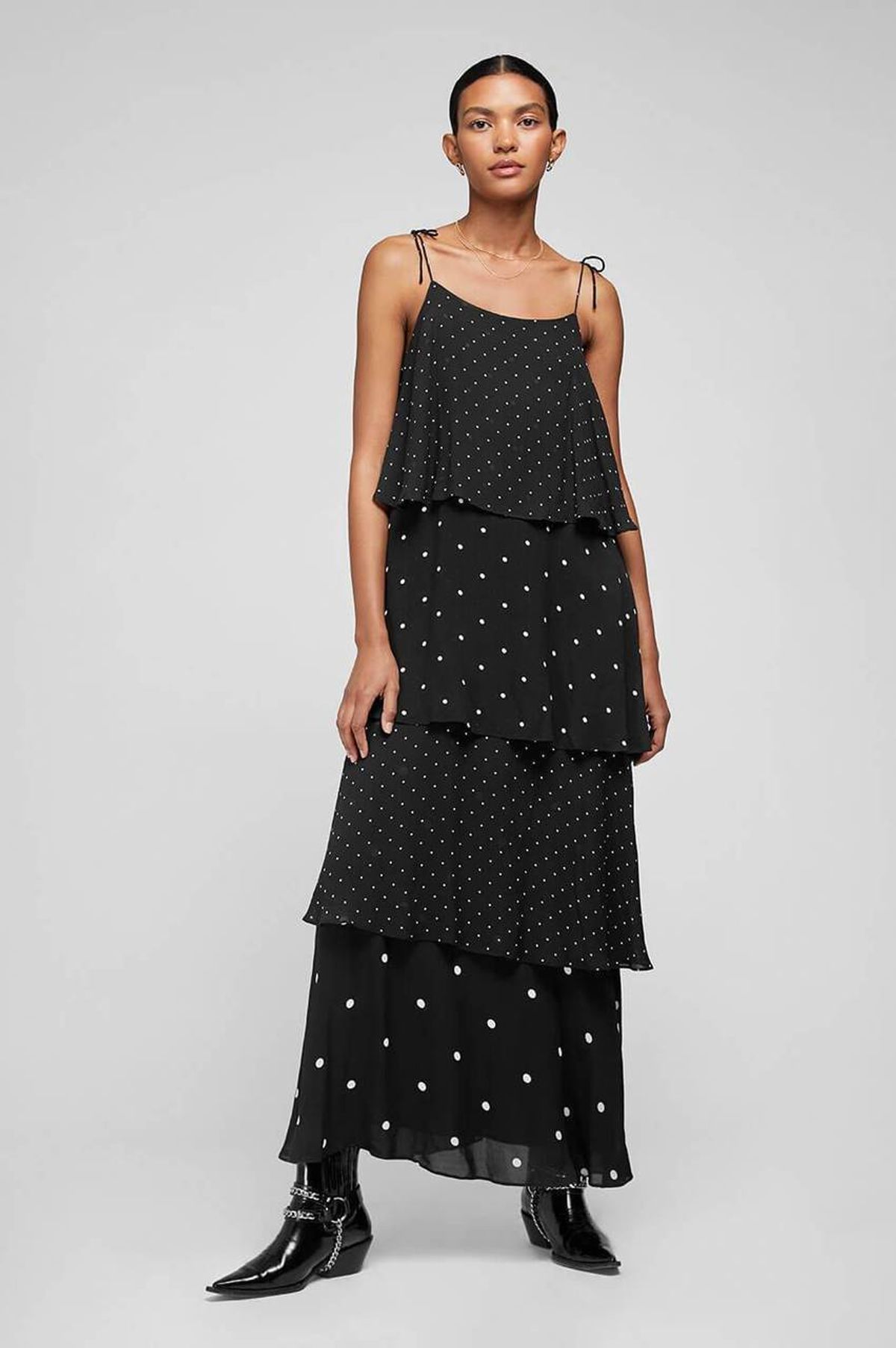 Anine Bing Polka Dot Tiered Dress Black Size 6 - Image 1