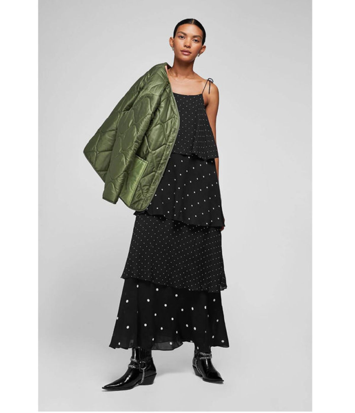 Anine Bing Polka Dot Tiered Dress Black Size 6 - Image 3