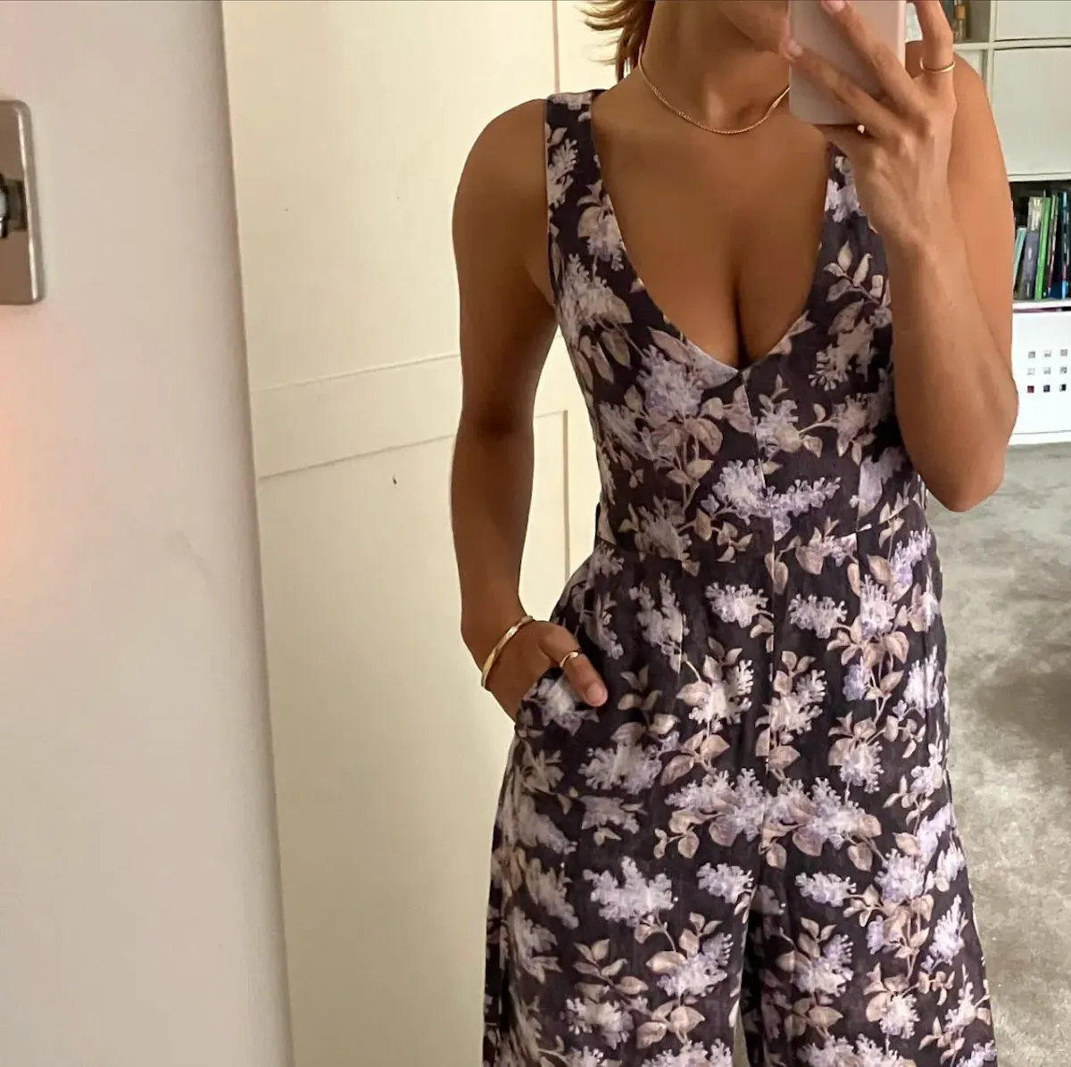 Zimmermann Stranded Jumpsuit Black Lavender Floral Size 0/AU 6 - Image 6