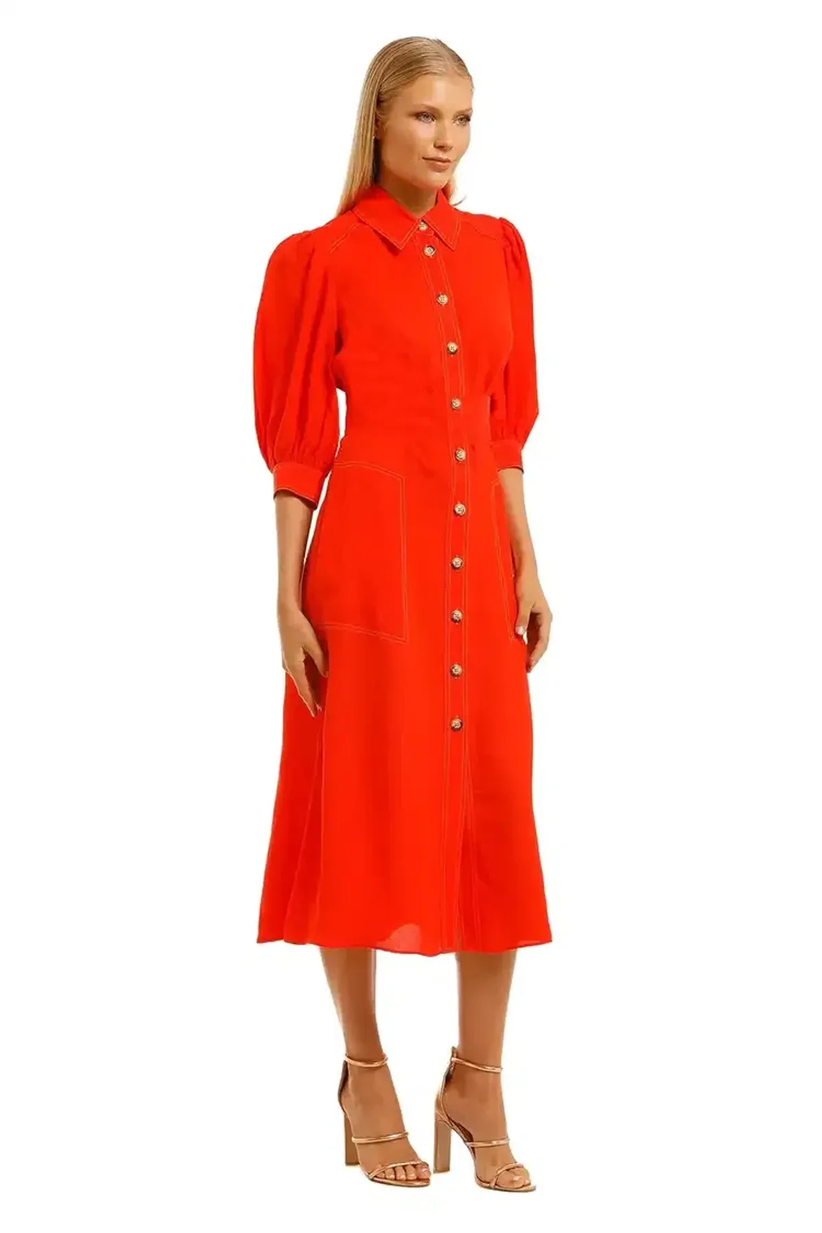 Ginger and Smart Memoir Shirt Dress in Tango Red Size 14 - Image 2