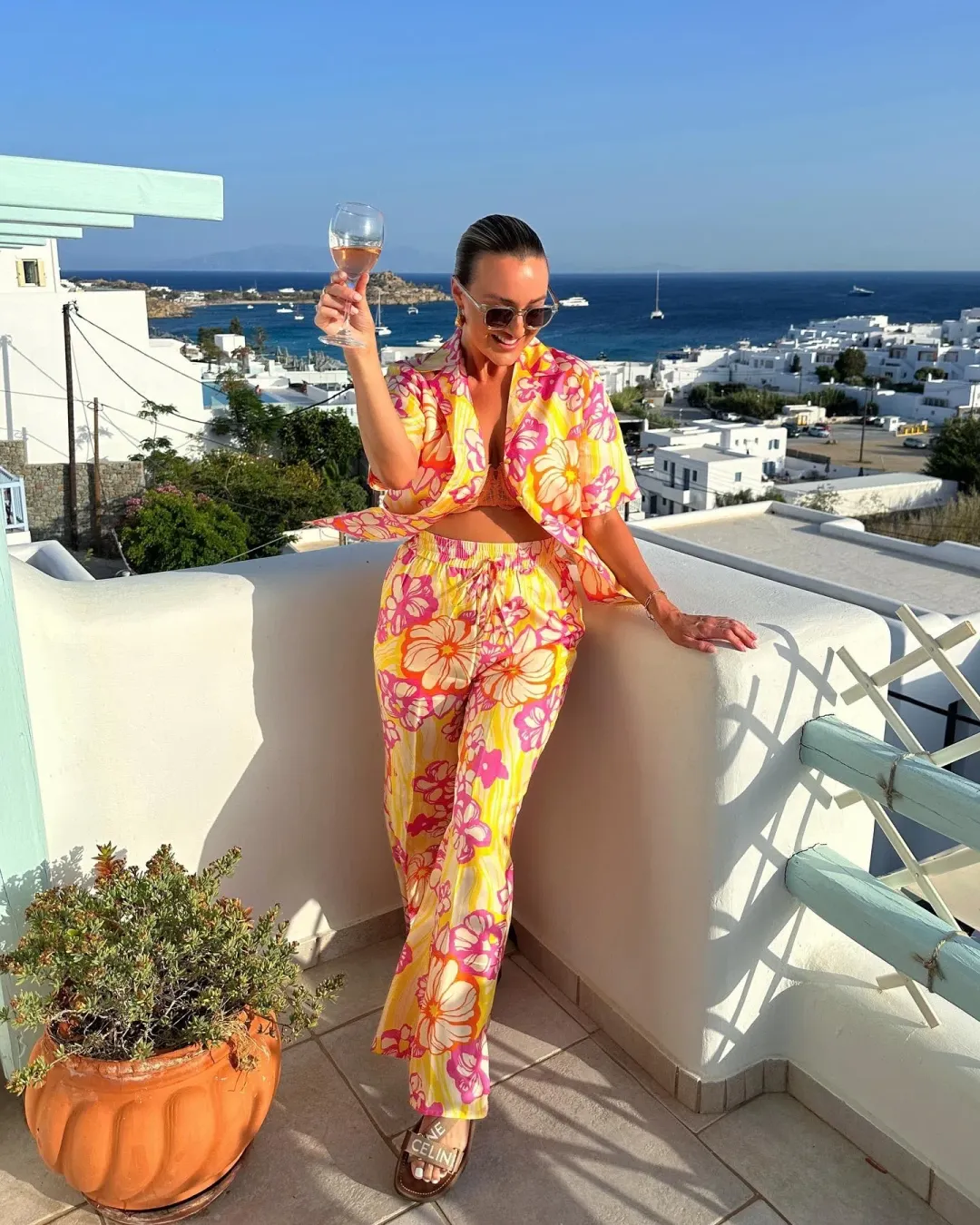 Alemais Fenella Silk-Twill Shirt and Pant Set Floral Size 8 for rent on The Volte - main image