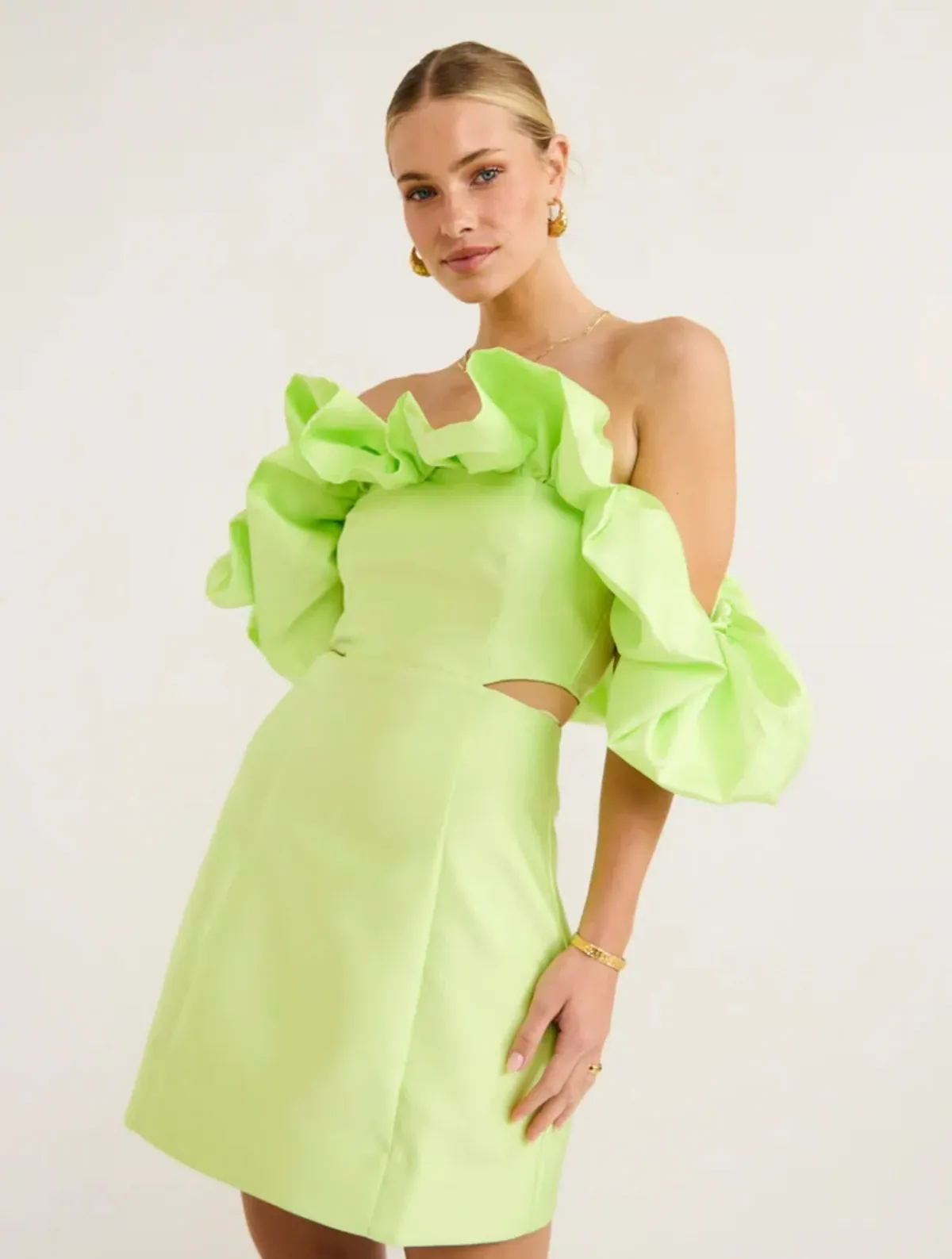 Alemais Suzi Off Shoulder Mini Dress Green Size 10 - Image 2