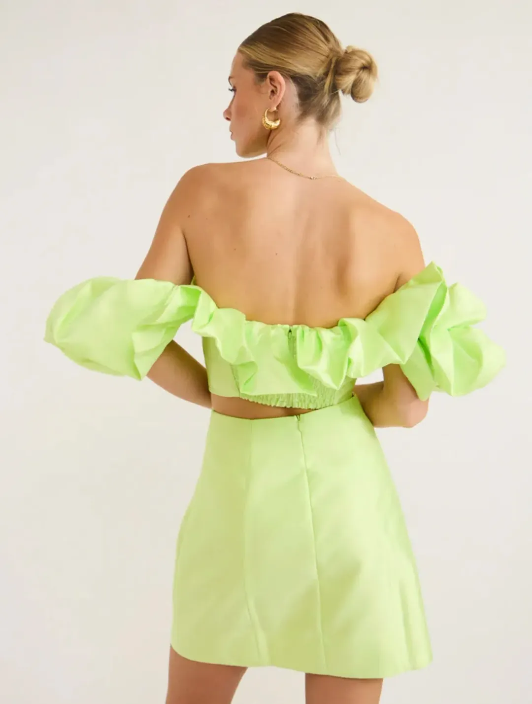 Alemais Suzi Off Shoulder Mini Dress Green Size 8 for rent on The Volte - main image