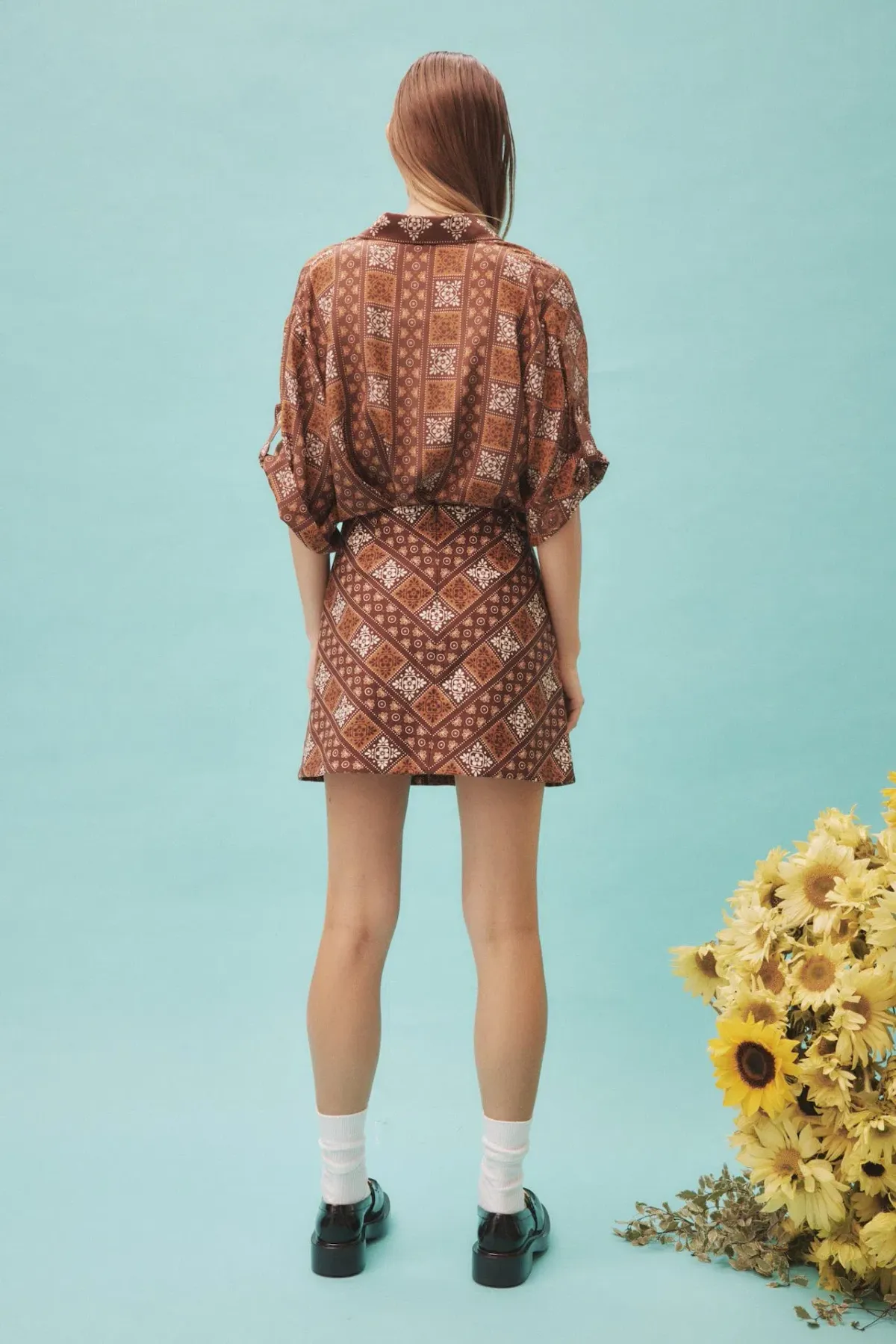 Alemais Carmella Shirt And Mini Skirt Set Brown/Print Size 8 - Image 3