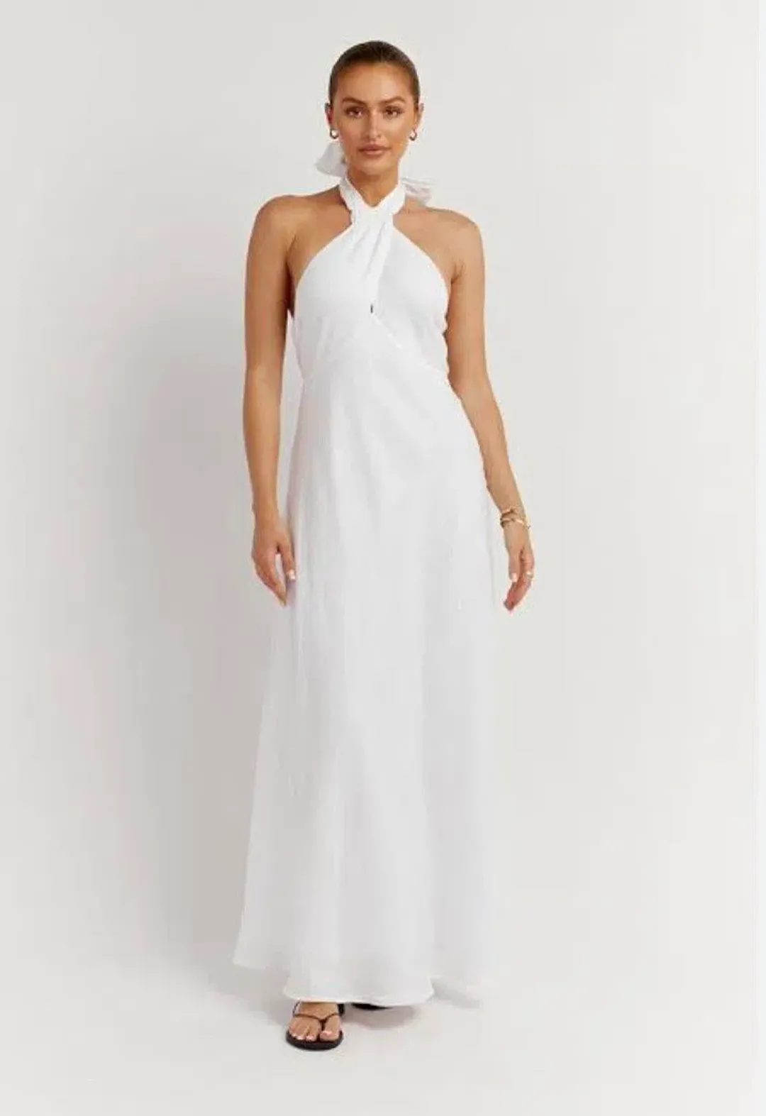 Dissh Alexis Linen Maxi Dress White Size 10 for rent on The Volte - main image