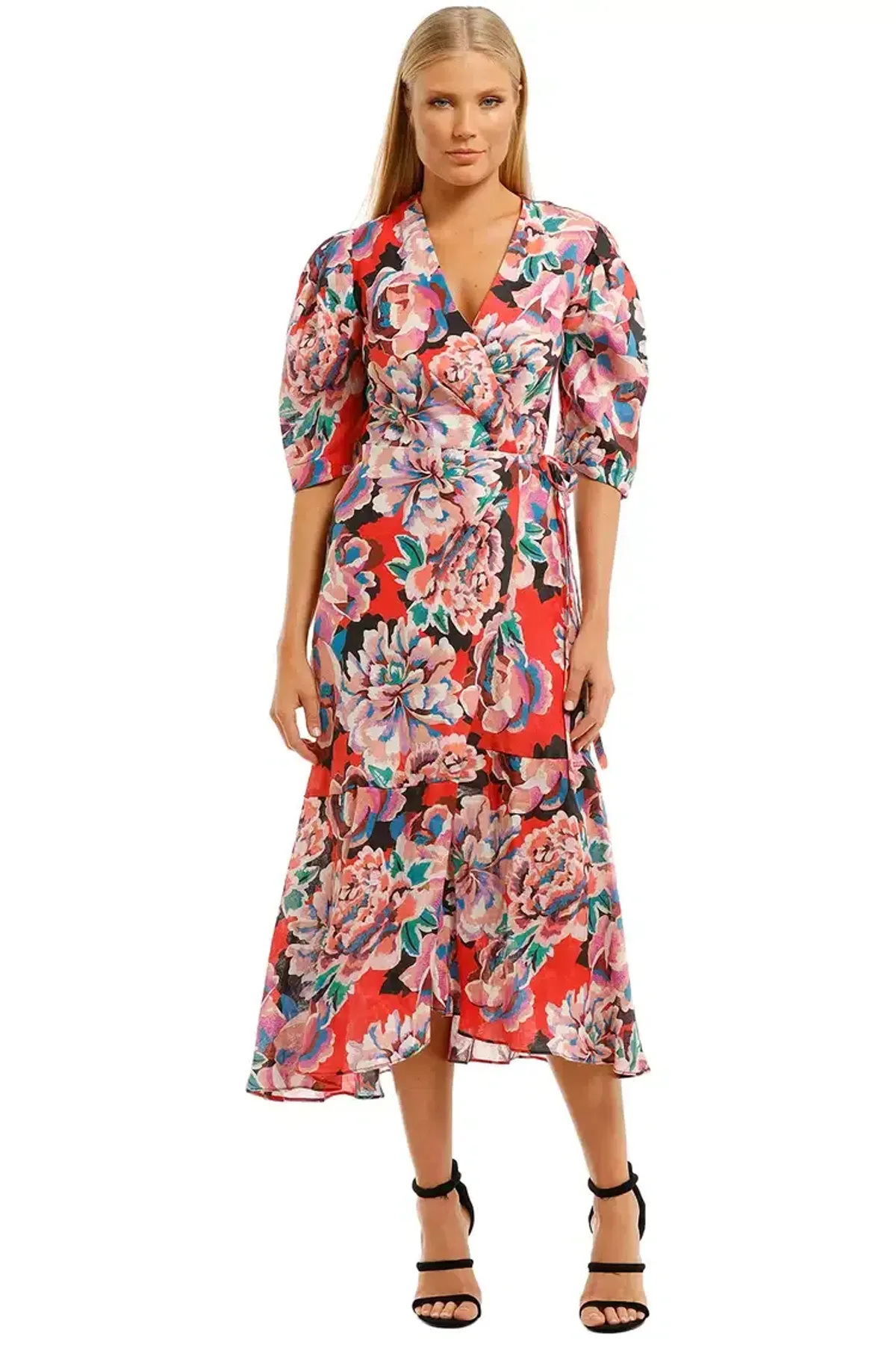 Ginger & Smart Flourish Wrap Midi Dress Floral Size 10 - Image 4