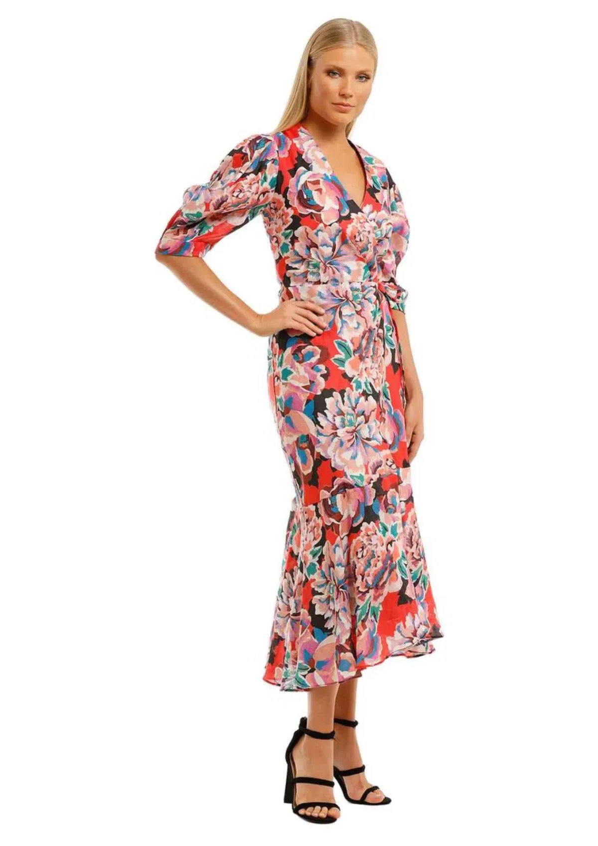 Ginger & Smart Flourish Wrap Midi Dress Floral Size 6 - Image 1