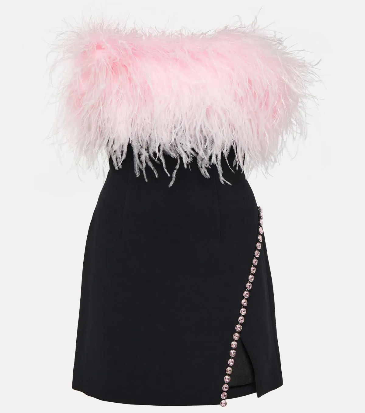 Self Portrait Feather Trimmed Crepe Mini Dress Black Size AU 8 - Image 4