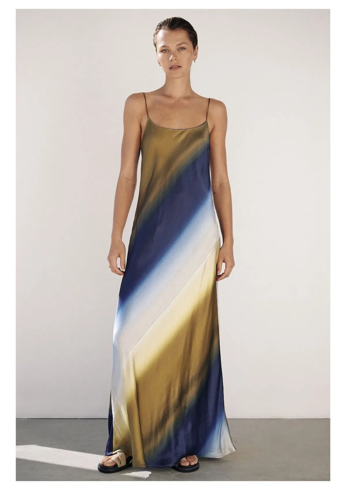 Dissh Denai Ombre Satin Maxi Dress Multi Size 10 - Image 1