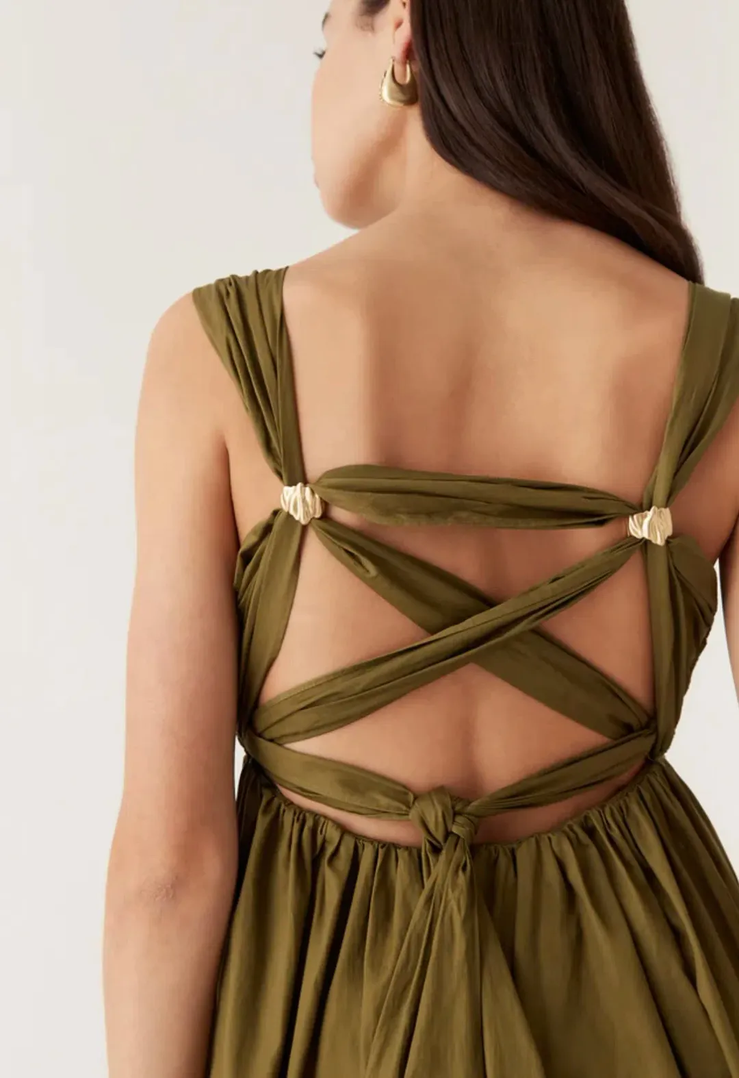 Aje Nova Tie Back Midi Dress Green Size 14 for rent on The Volte - main image