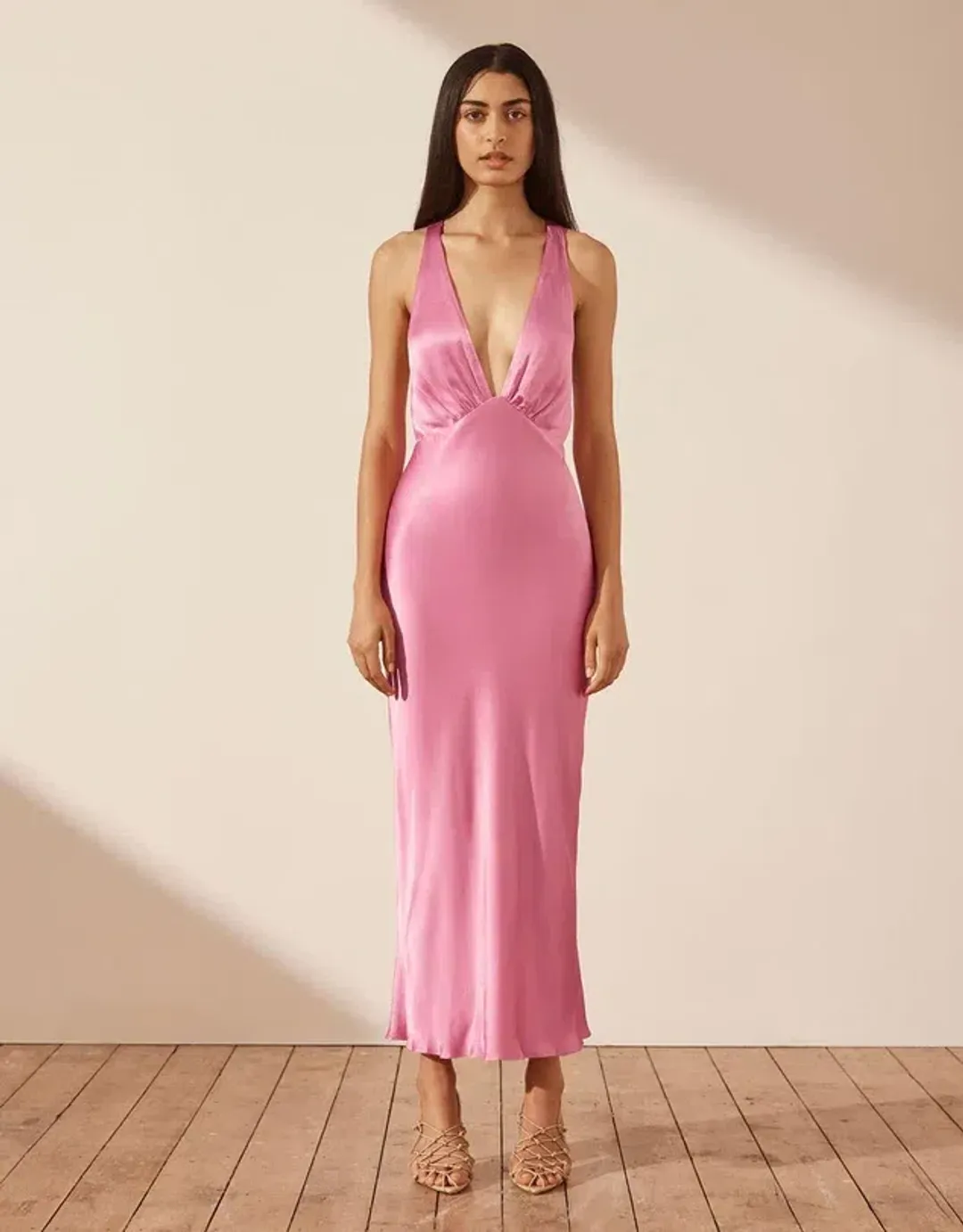 Shona Joy Arienzo Plunged Dress Pink Size 8  for rent on The Volte - main image