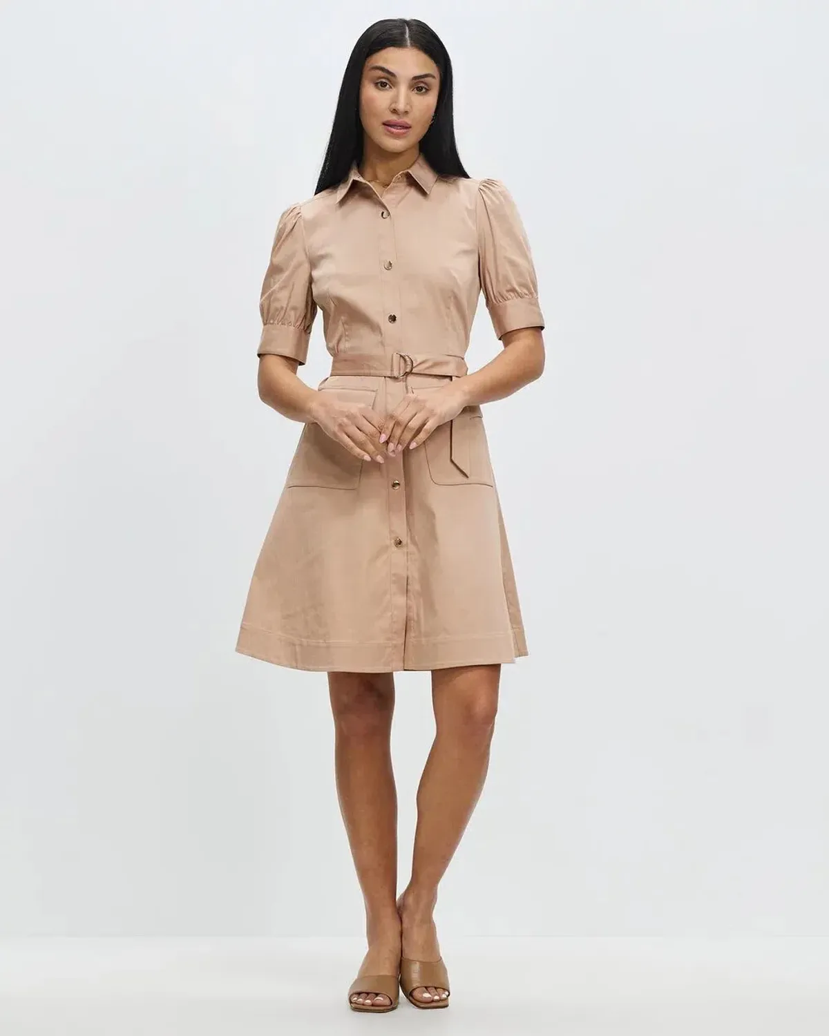 MARCS Caitlyn Shirt Dress Latte Size 8 - Image 1