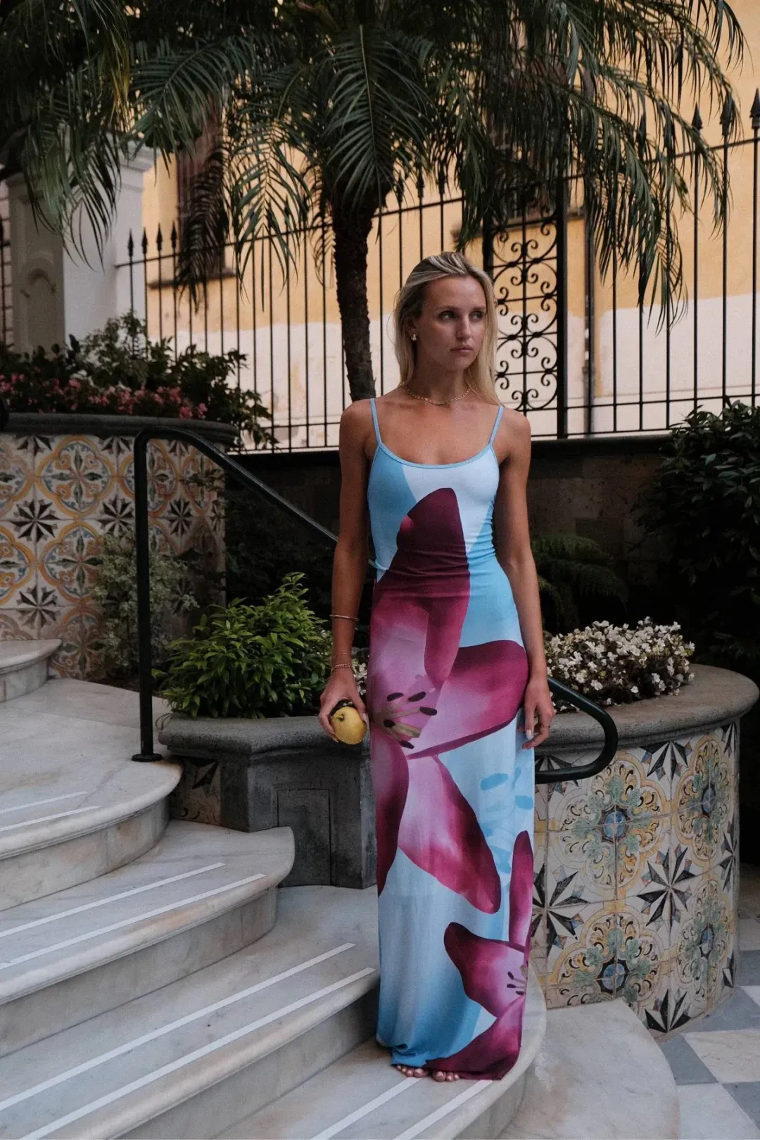 With Harper Lu Slip Dress Sky Lily Floral  Size 8 for rent on The Volte - main image