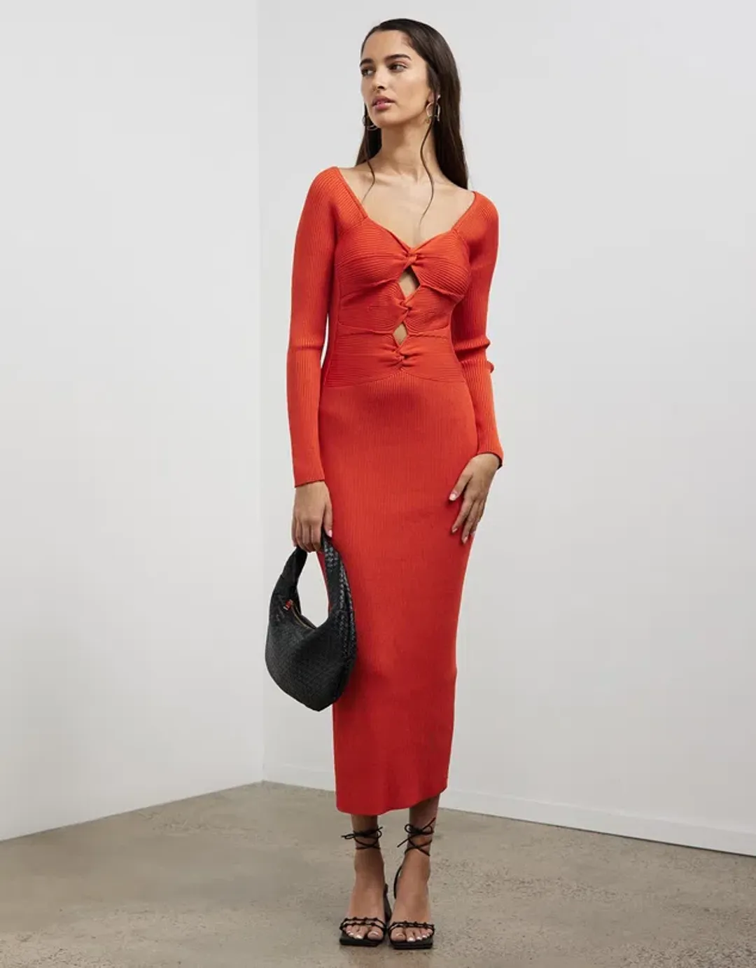 Cult Gaia Melissa Knit Midi Dress in Rouge Size 6 for rent on The Volte - main image