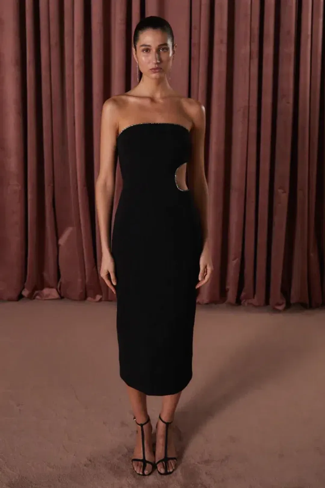 Misha Azzurra Midi Dress Black Size 6 for rent on The Volte - main image
