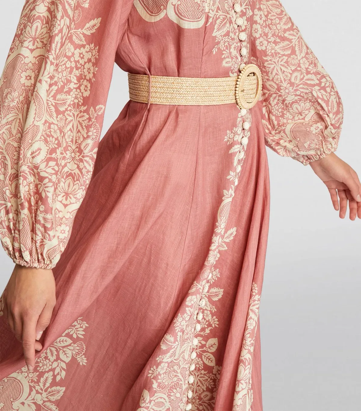 Zimmermann Pattie Fringed Midi Dress in Rose Baroque Floral Size 2 / AU 12 - Image 2