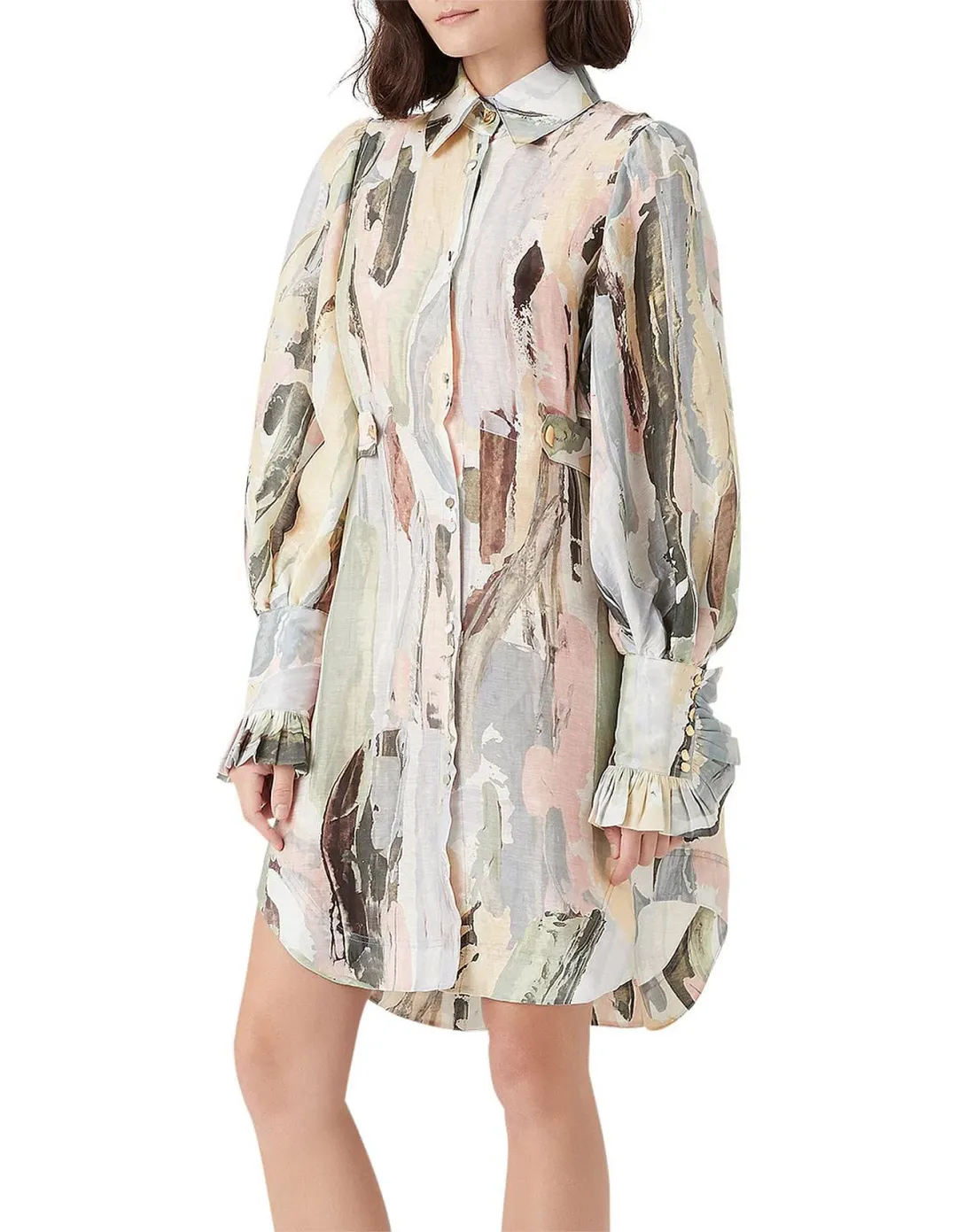 Aje Paperbark Shirt Dress Print Size 12 for rent on The Volte - main image