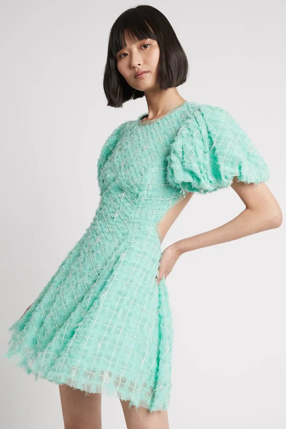 Aje Context Embellished Mini Dress Green Size 8 for rent on The Volte - main image